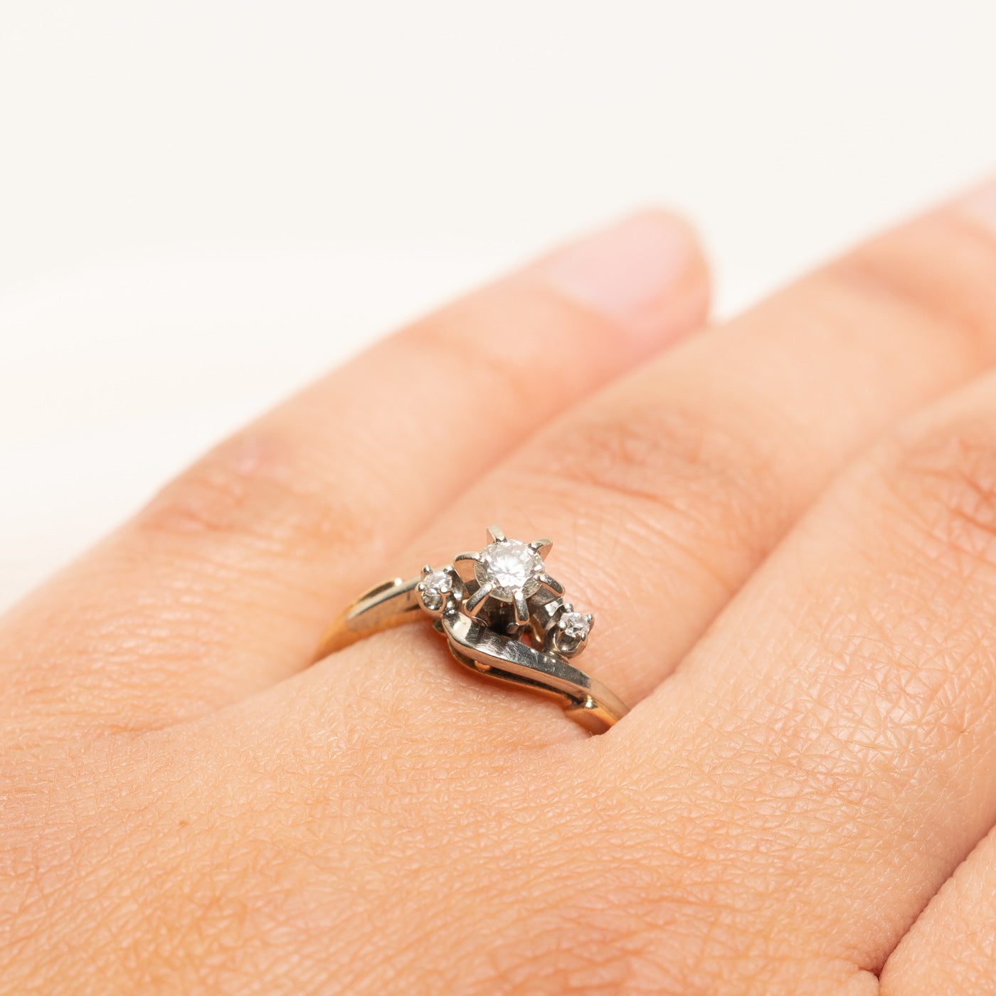 Vintage Canadian Diamond Bypass Ring | 0.24ctw | SZ 6