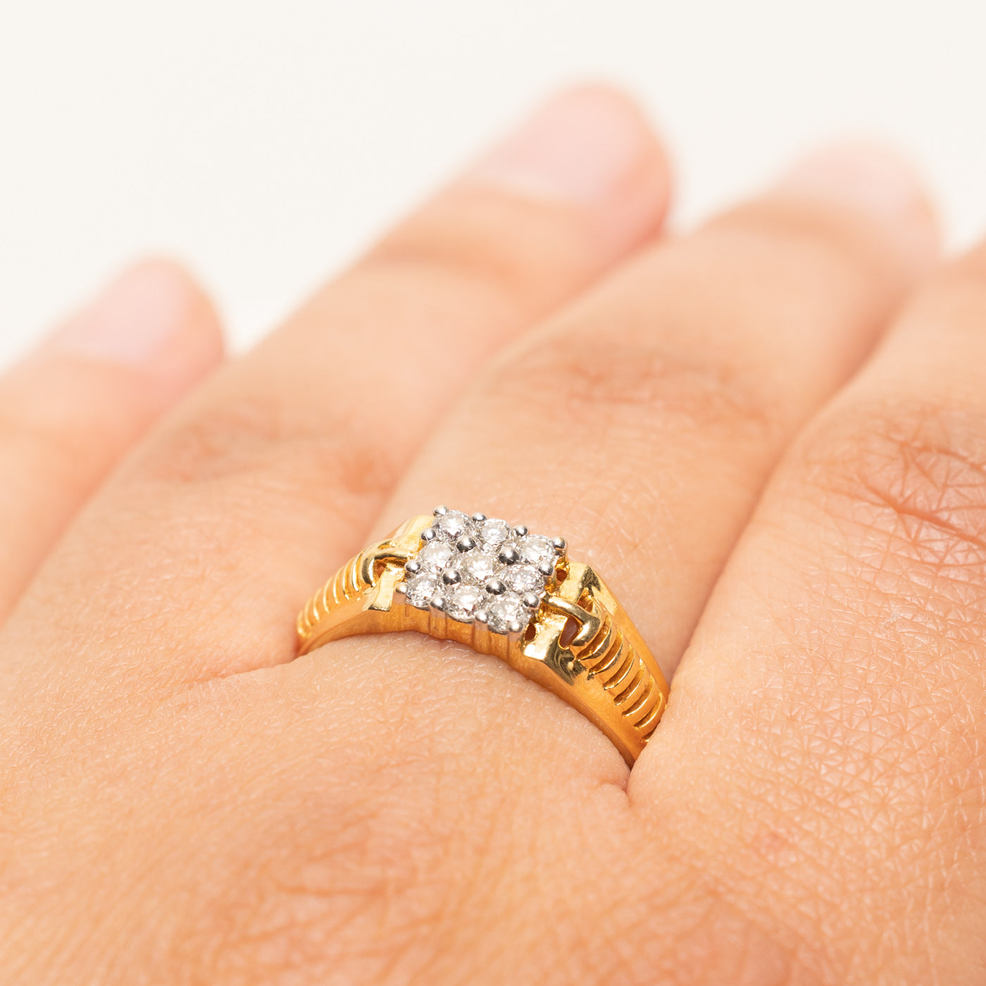 Diamond Grid Grooved Ring | 0.36ctw | SZ 8