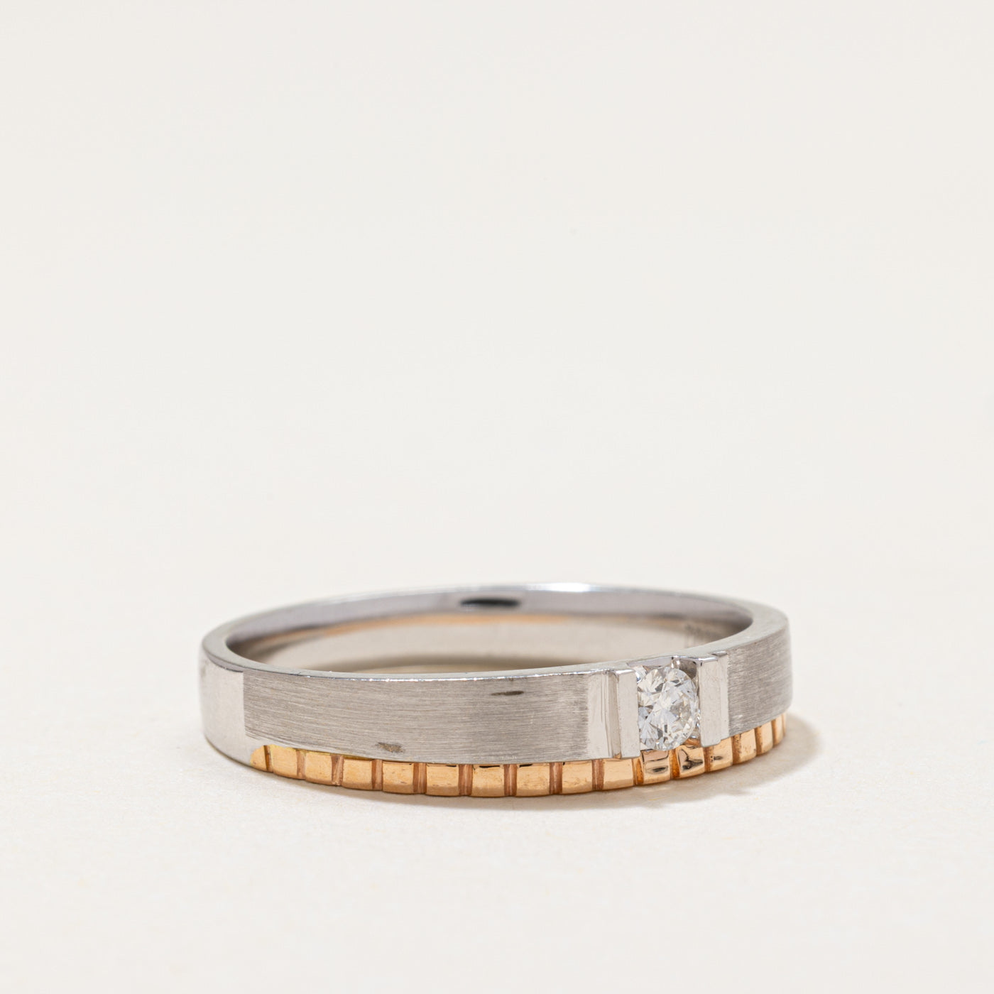 Diamond Two Toned Half Fluted Band | 0.095ct | SZ 8.5