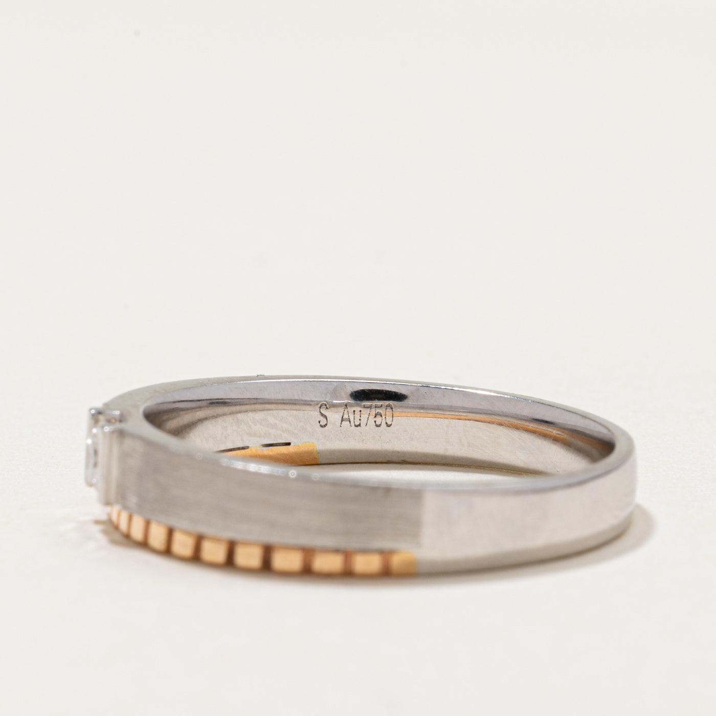 Diamond Two Toned Half Fluted Band | 0.095ct | SZ 8.5