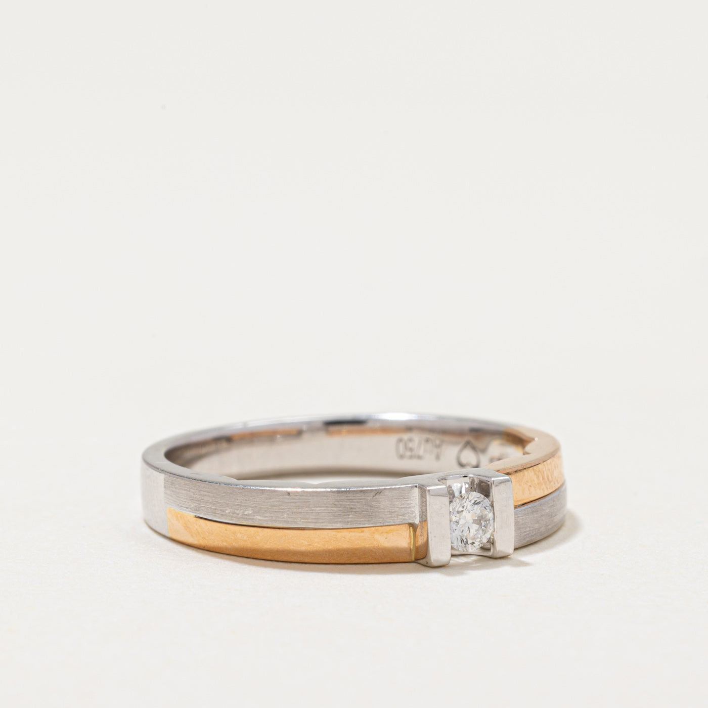 Two Tone Solitaire Diamond Ring | 0.081ct | SZ 6.5