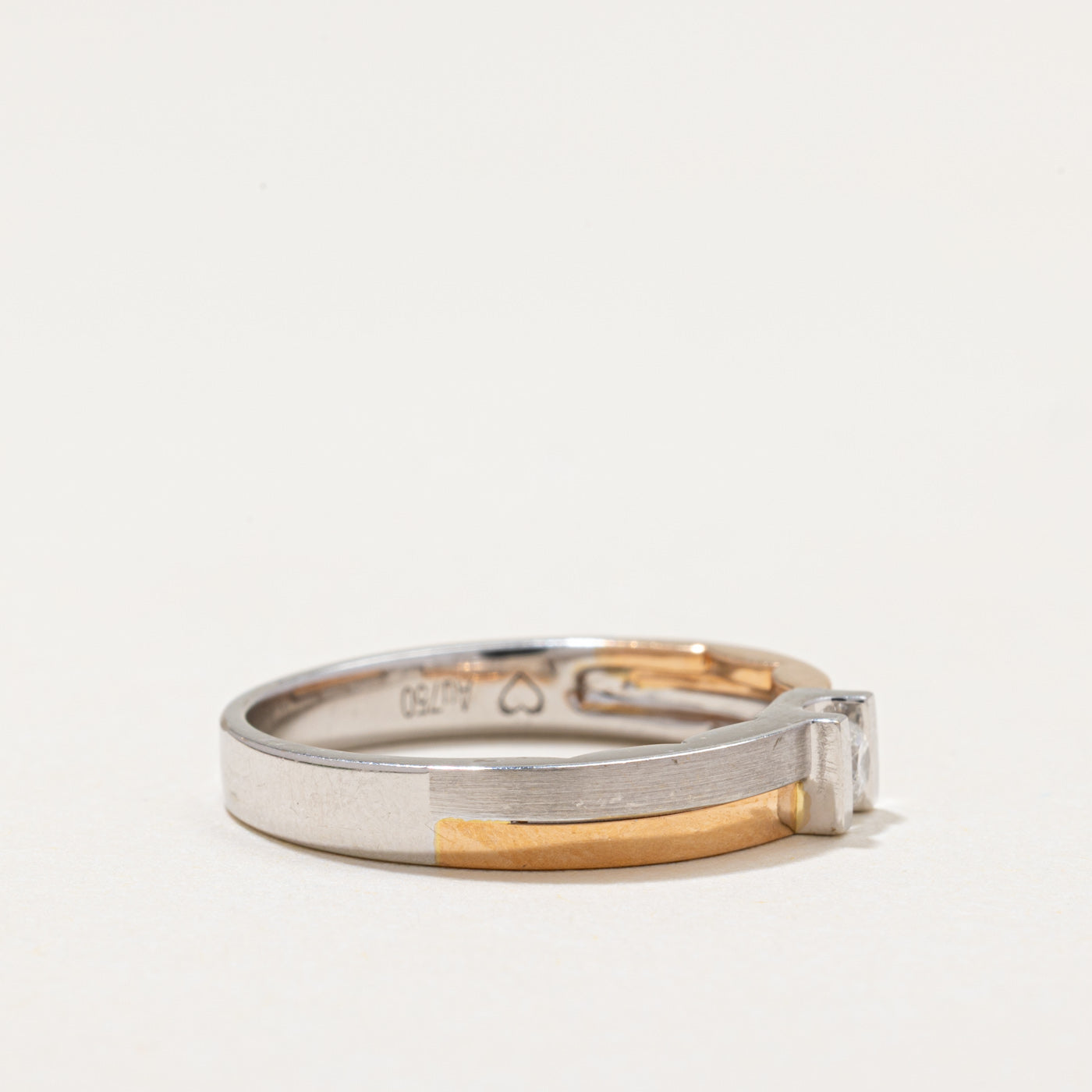 Two Tone Solitaire Diamond Ring | 0.081ct | SZ 6.5