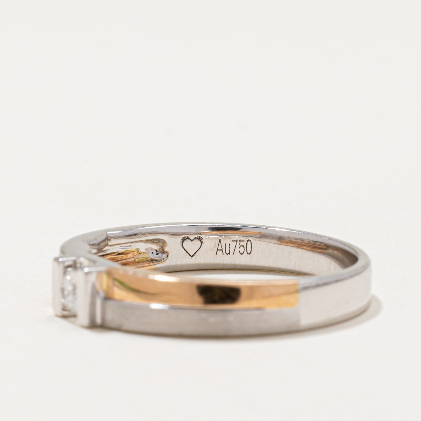 Two Tone Solitaire Diamond Ring | 0.081ct | SZ 6.5