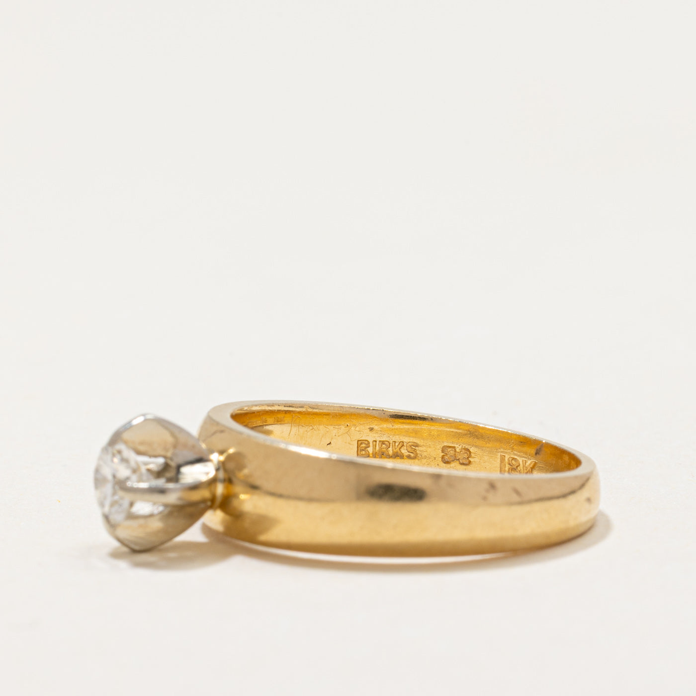 'Birks' 18k High Set Solitaire Diamond Ring | 0.25ct | SZ 6.25