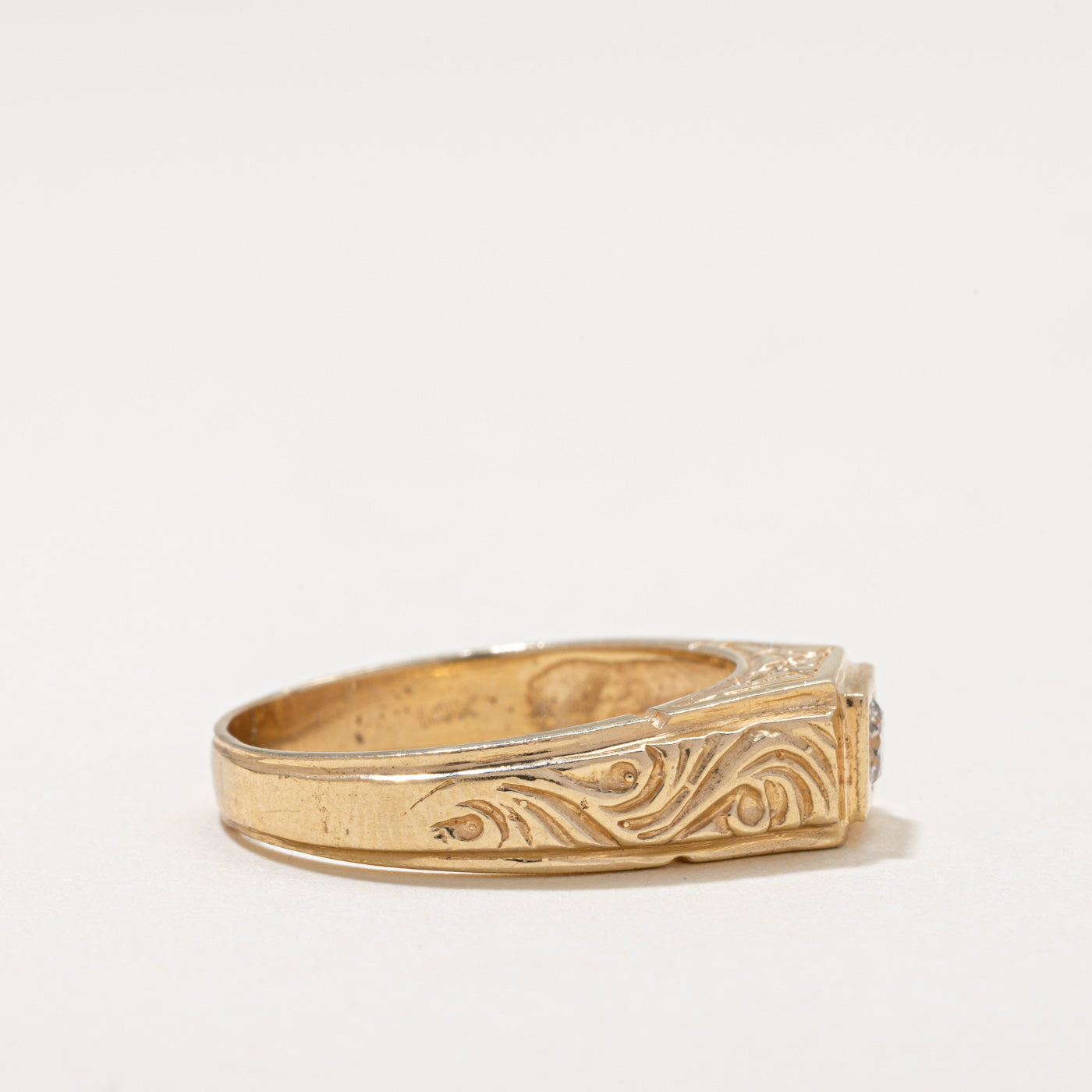 Diamond Engraved Scrollwork Ring | 0.22ct | SZ 9.5