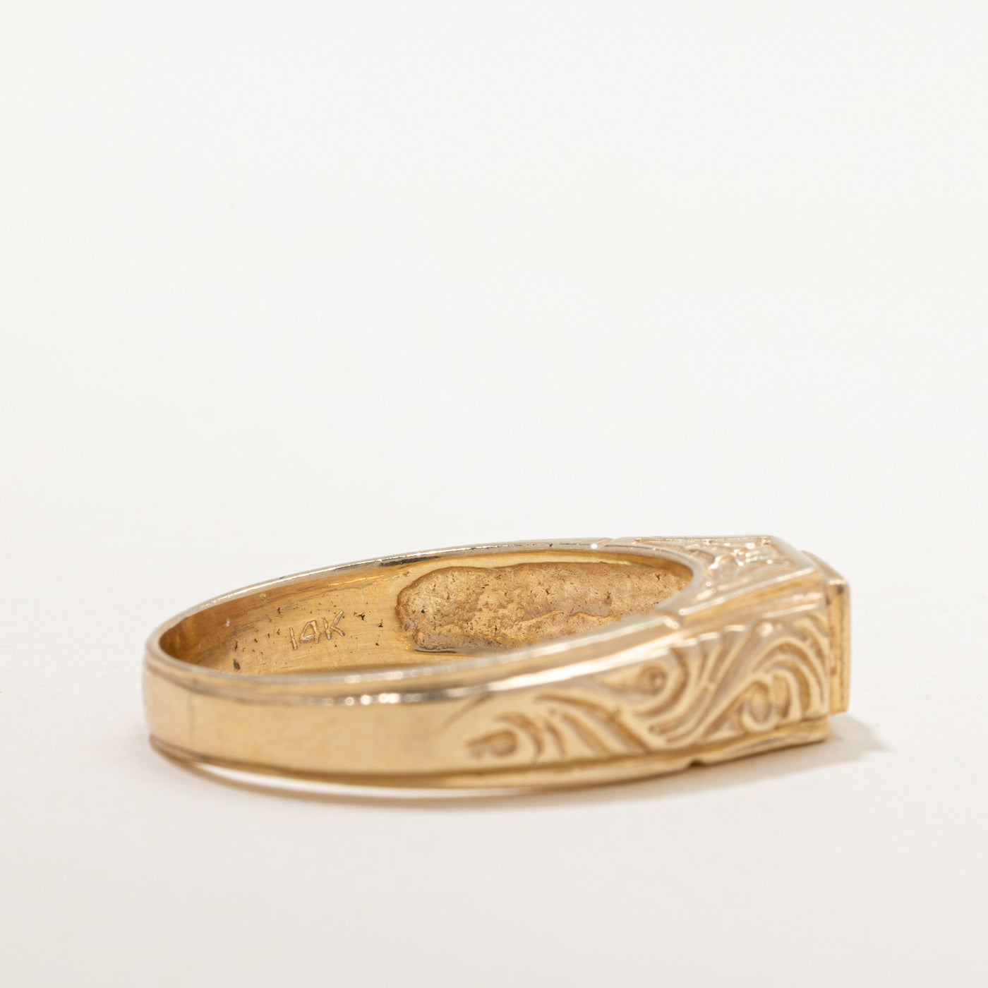 Diamond Engraved Scrollwork Ring | 0.22ct | SZ 9.5