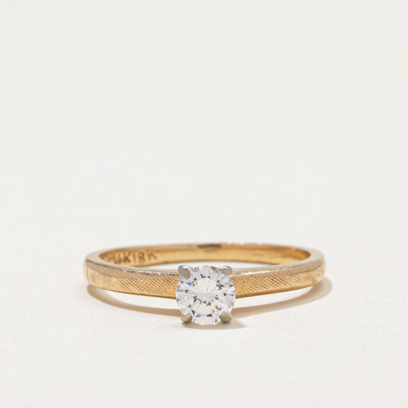 'Birks' Solitaire Diamond Textured Ring | 0.30ct | SZ 4.75