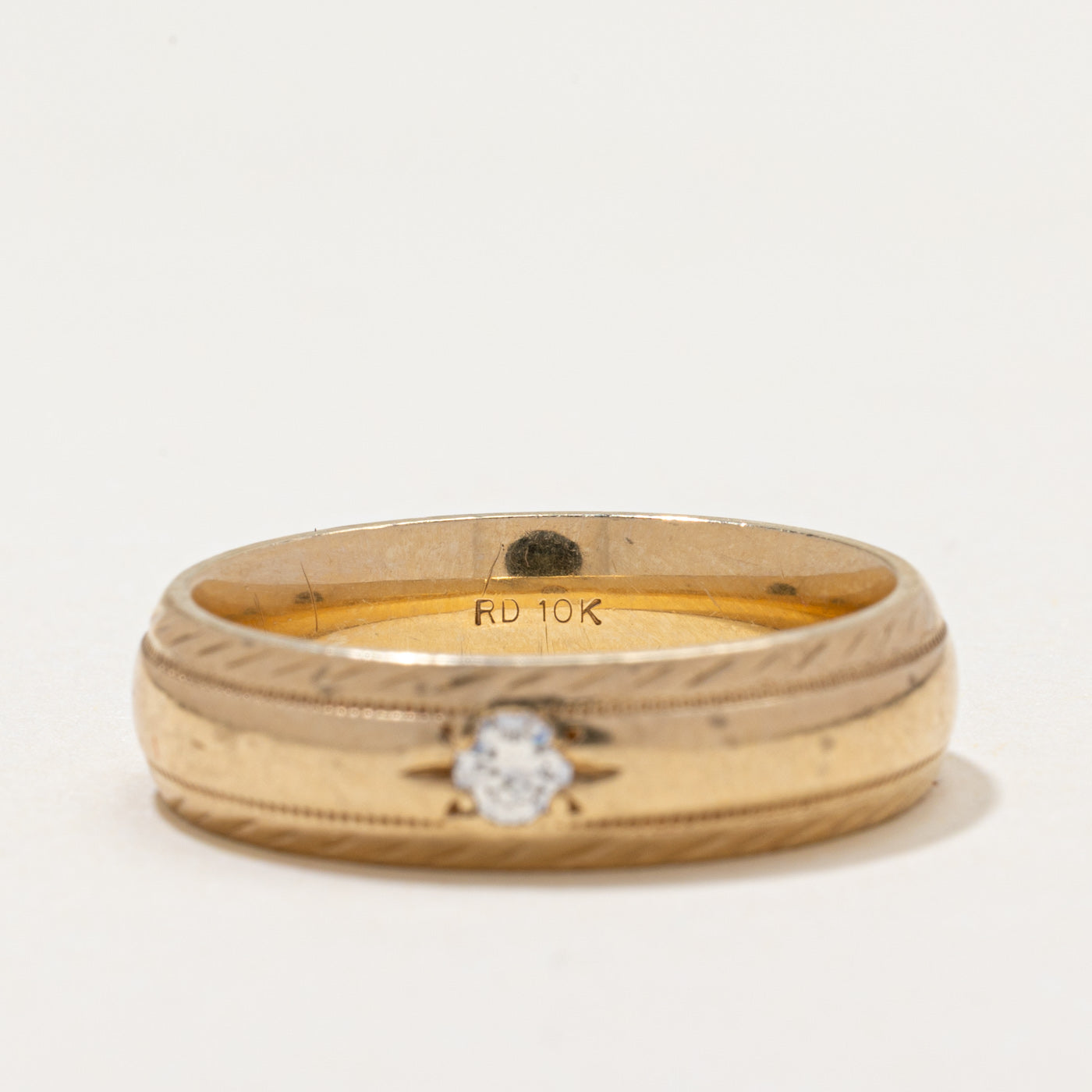 Star Set Diamond Textured Band | 0.11ct | 5.90mm | SZ 9