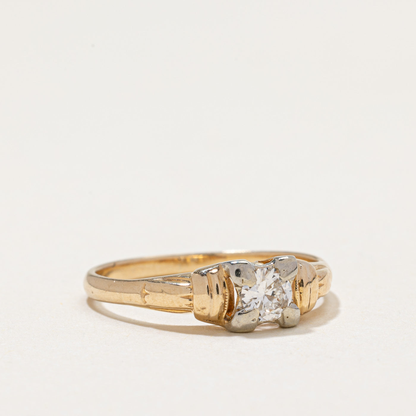 Two Tone Solitaire Diamond Ring | 0.21ct | SZ 6.5