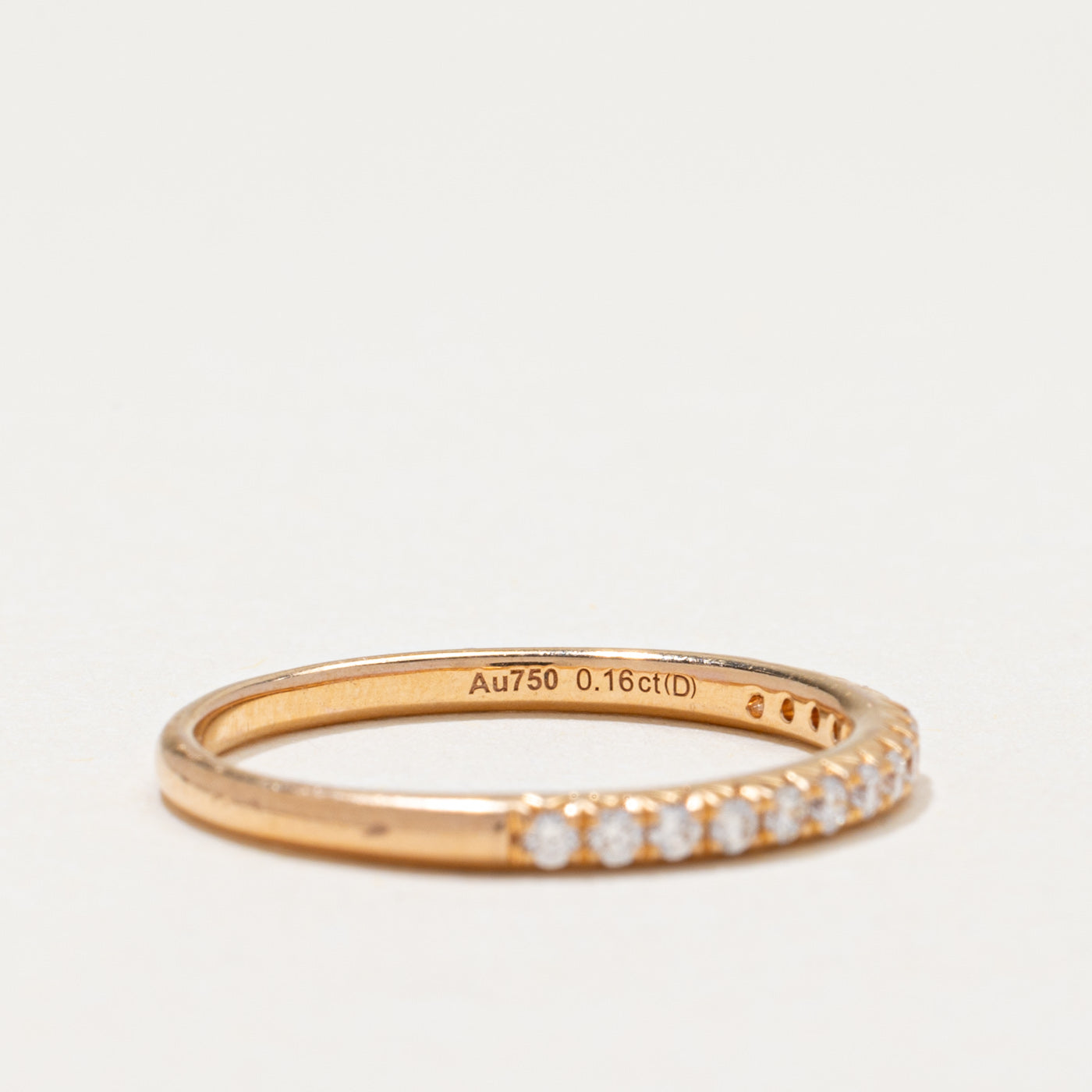 Alliance semi-éternité en or 18 carats sertie de diamants | 0,16 ct | 1,80 mm | Taille 6