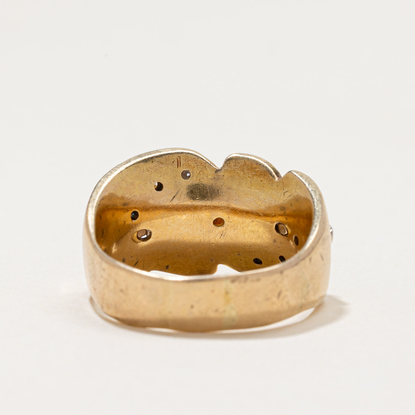 Diamond Textured Leaf Design Ring | 0.12ctw | SZ 8.25