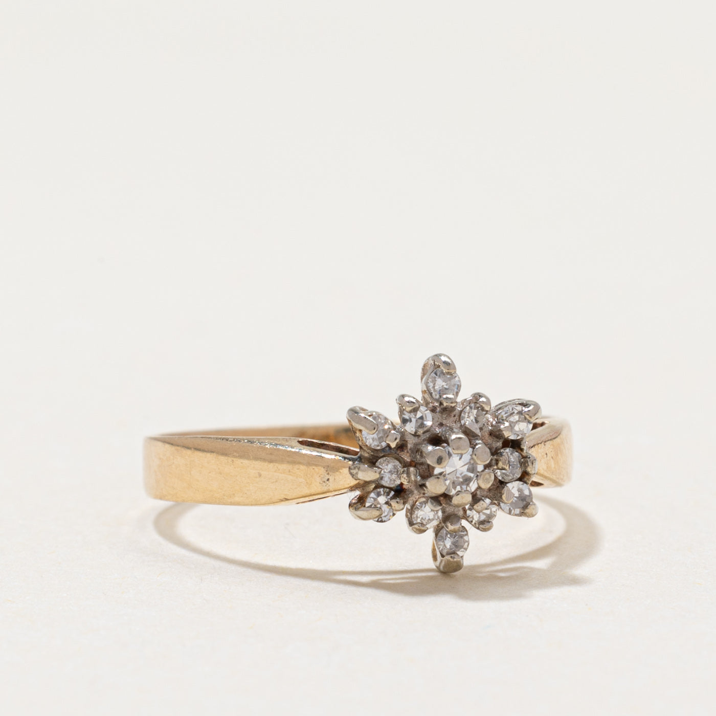 Diamond Cluster Reverse Tapered Ring | 0.13ctw | SZ 3.5