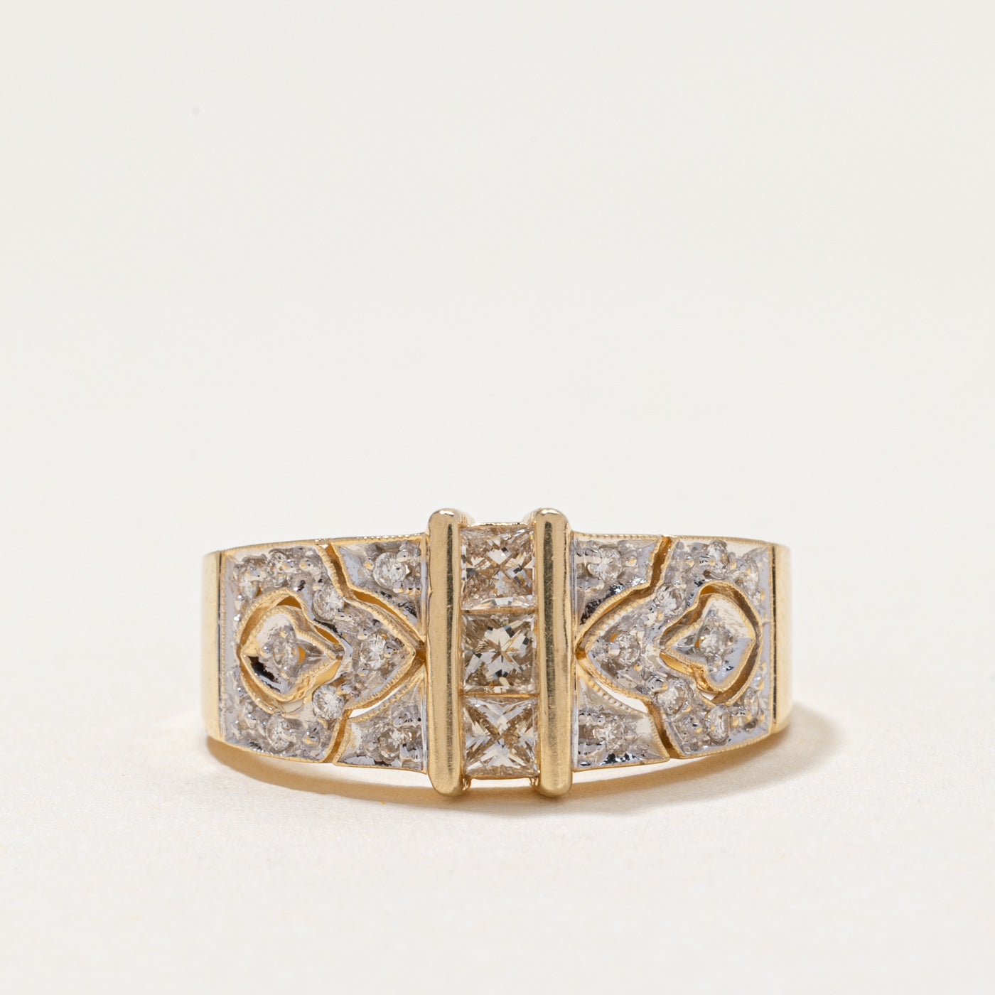 Diamond Column Milgrain Design Ring | 0.34ctw | SZ 6.25