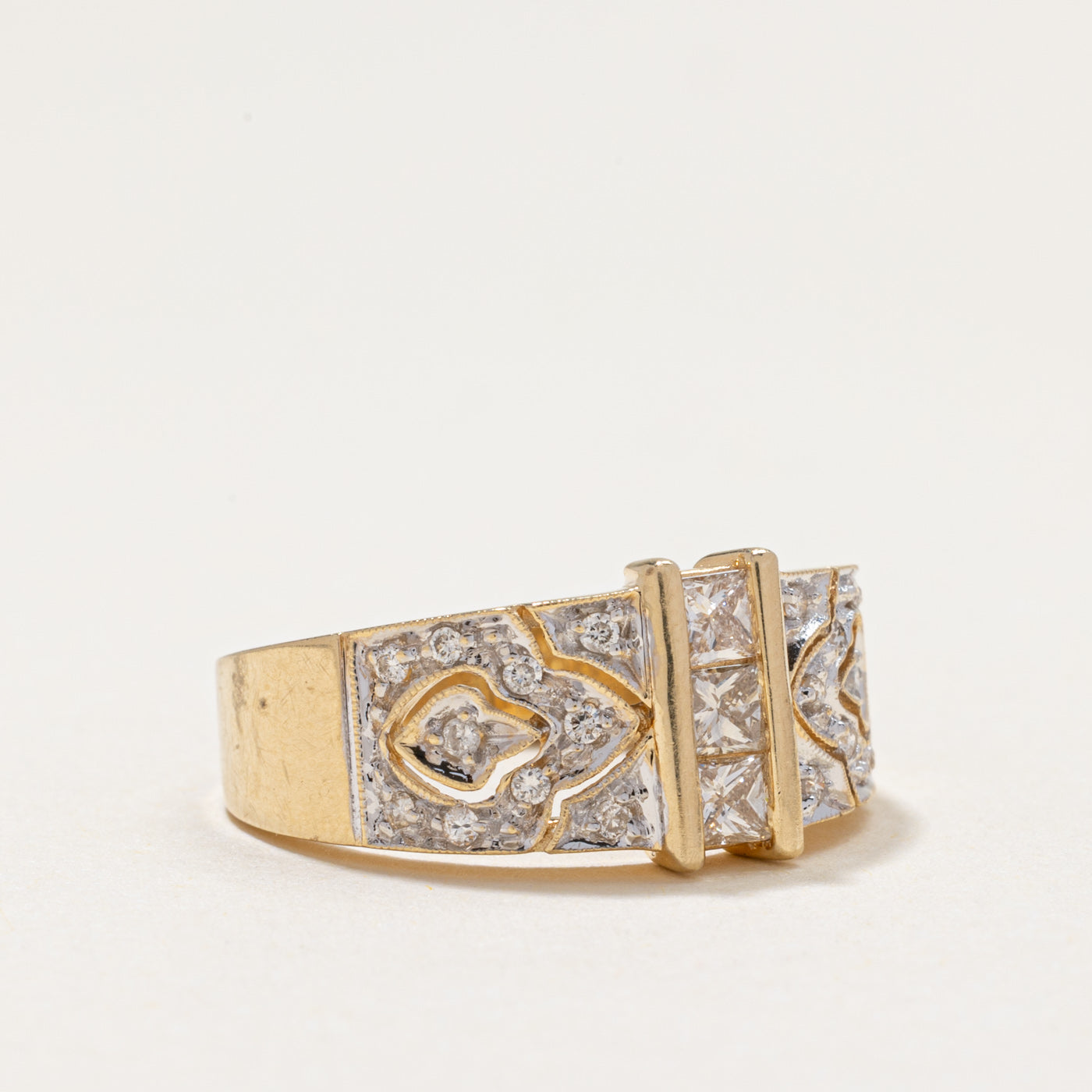 Diamond Column Milgrain Design Ring | 0.34ctw | SZ 6.25