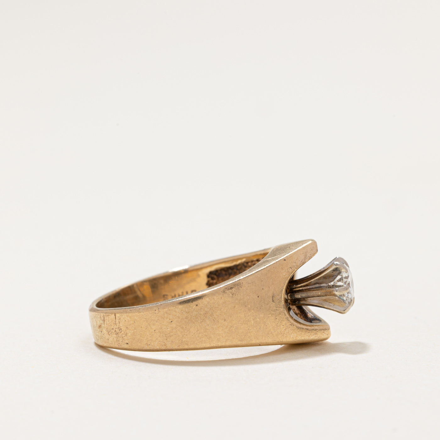 High Set Solitaire Diamond Tapered Ring | 0.27ct | SZ 8
