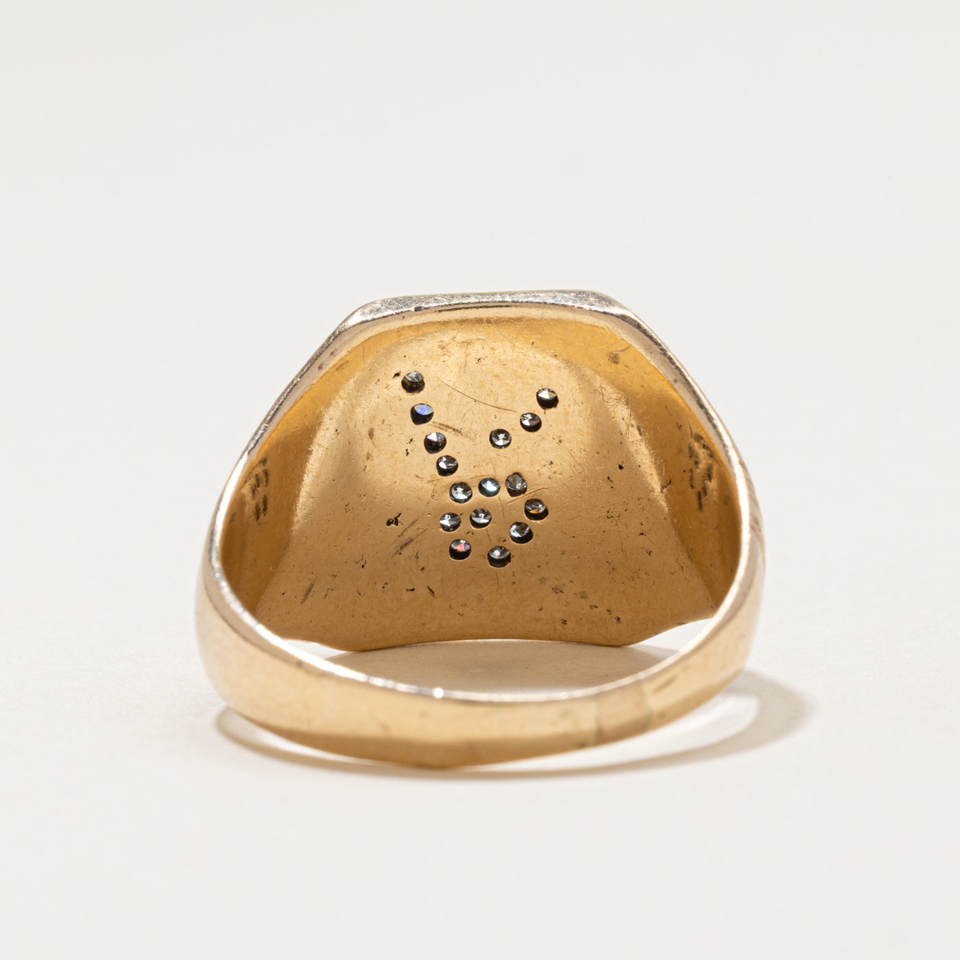 Diamond Cluster Playboy Bunny Signet Ring | 0.15ctw | SZ 12.25