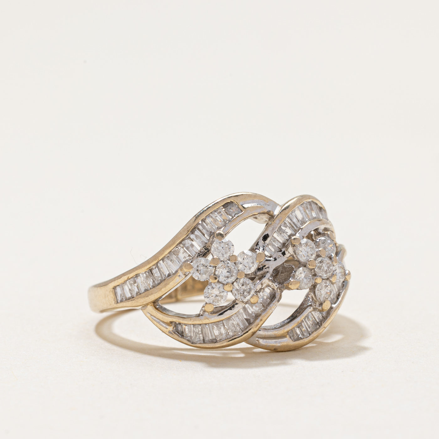 18k Diamond Petal Cross Over Ring | 0.60ctw | SZ 5.75
