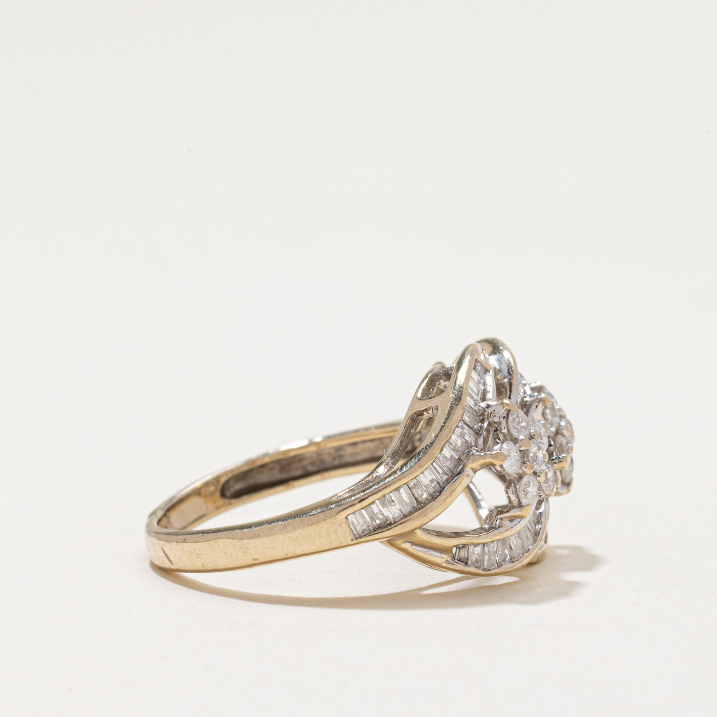 18k Diamond Petal Cross Over Ring | 0.60ctw | SZ 5.75
