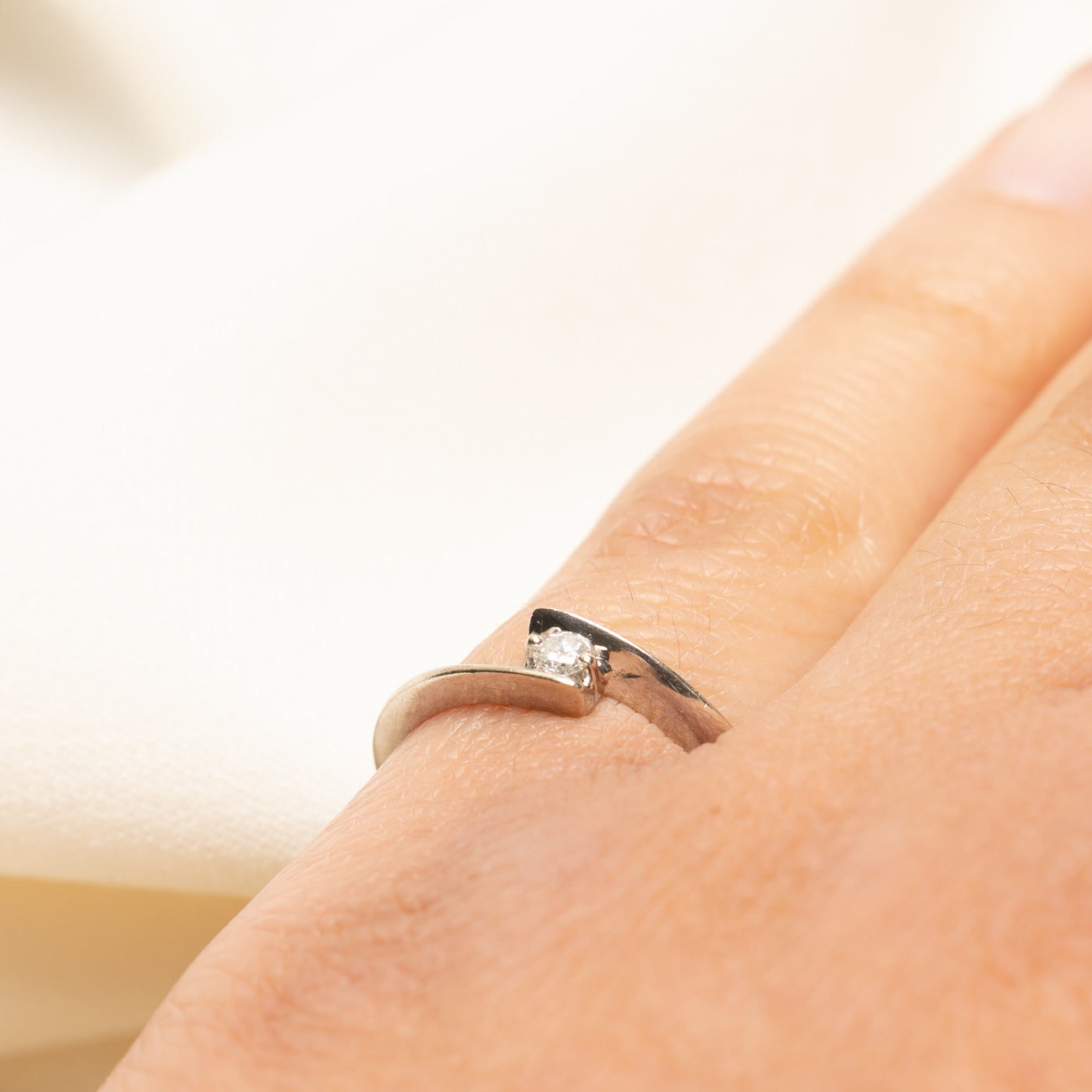 Solitaire Diamond Bypass Ring | 0.06ct | SZ 5.5