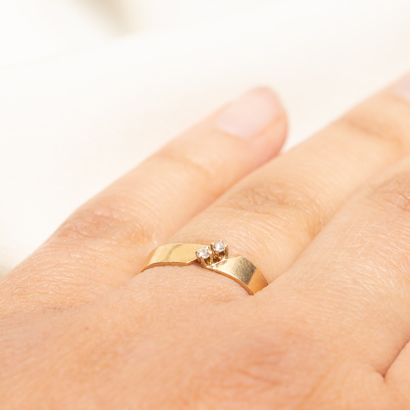 Diagonal Diamond Soft Square Band | 0.04ctw | 3.75mm | SZ 5.5