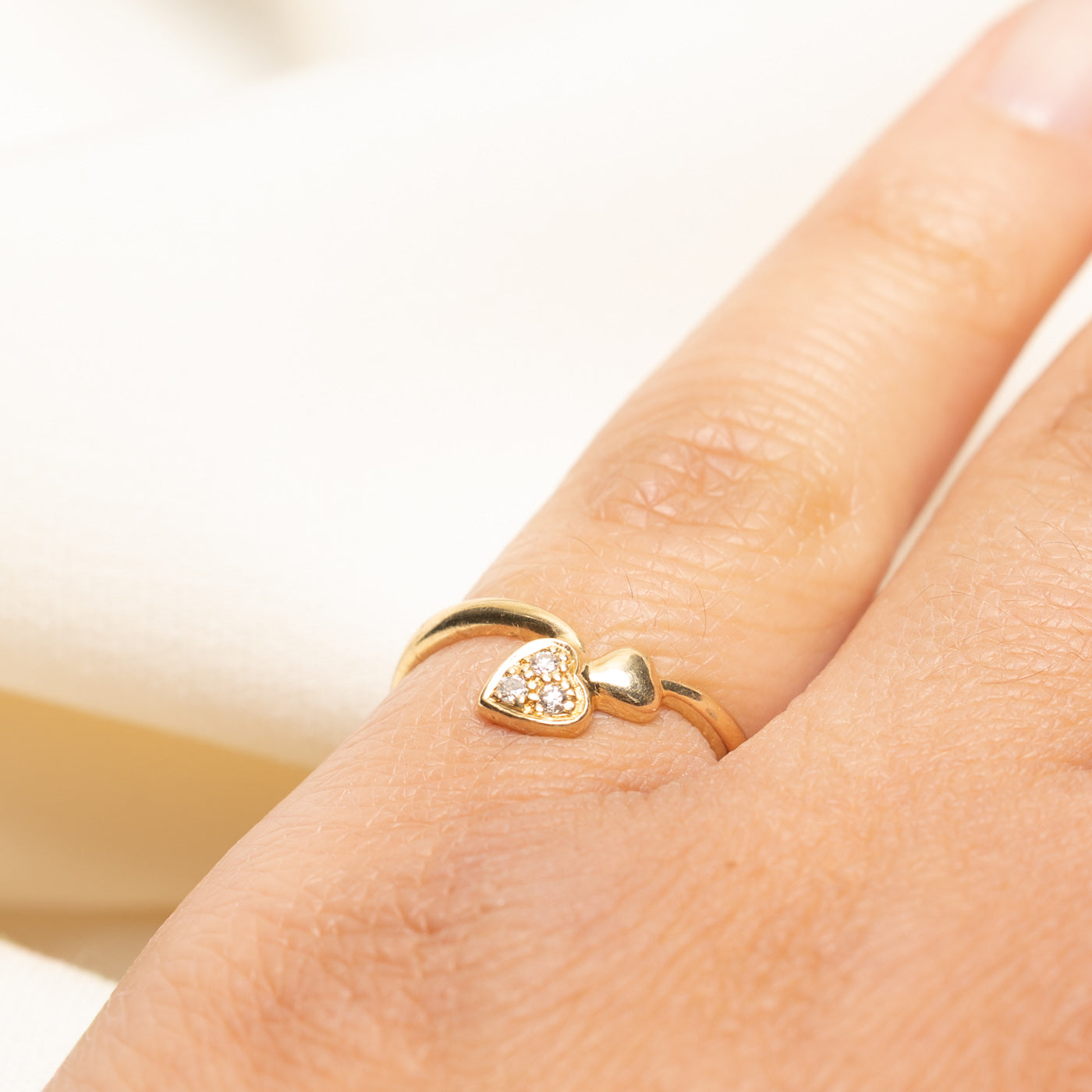 14k Diamond Heart Chevron Ring | 0.05ctw | SZ 5