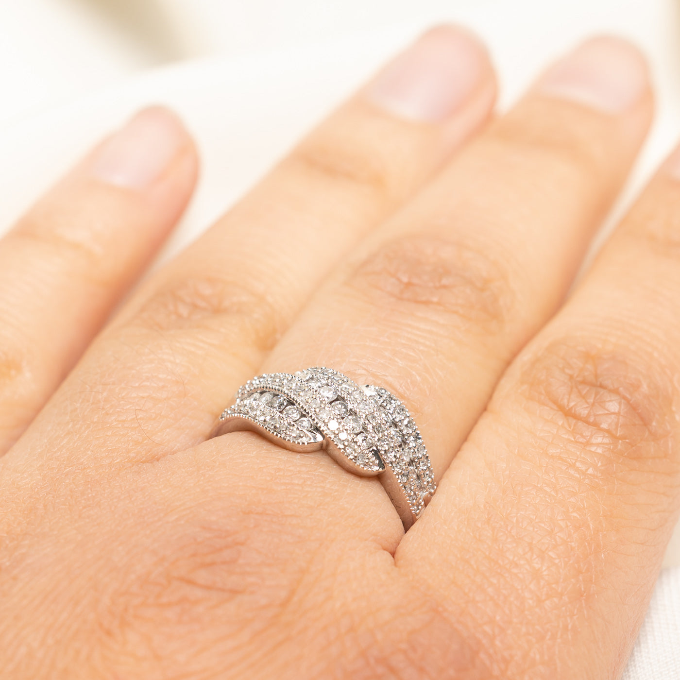 Diamond Waterfall Milgrained Ring | 0.50ctw | SZ 7.5