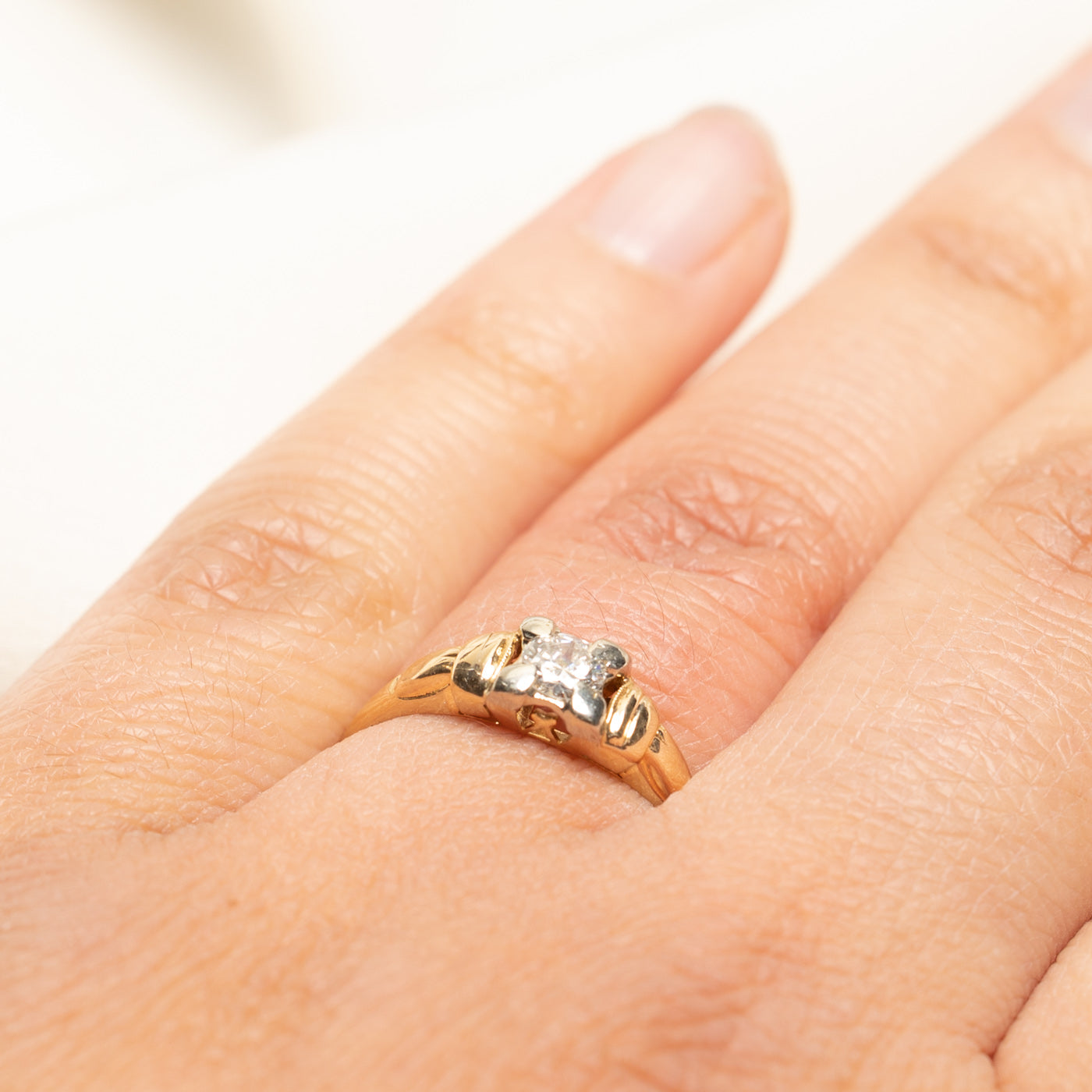 Two Tone Solitaire Diamond Ring | 0.21ct | SZ 6.5