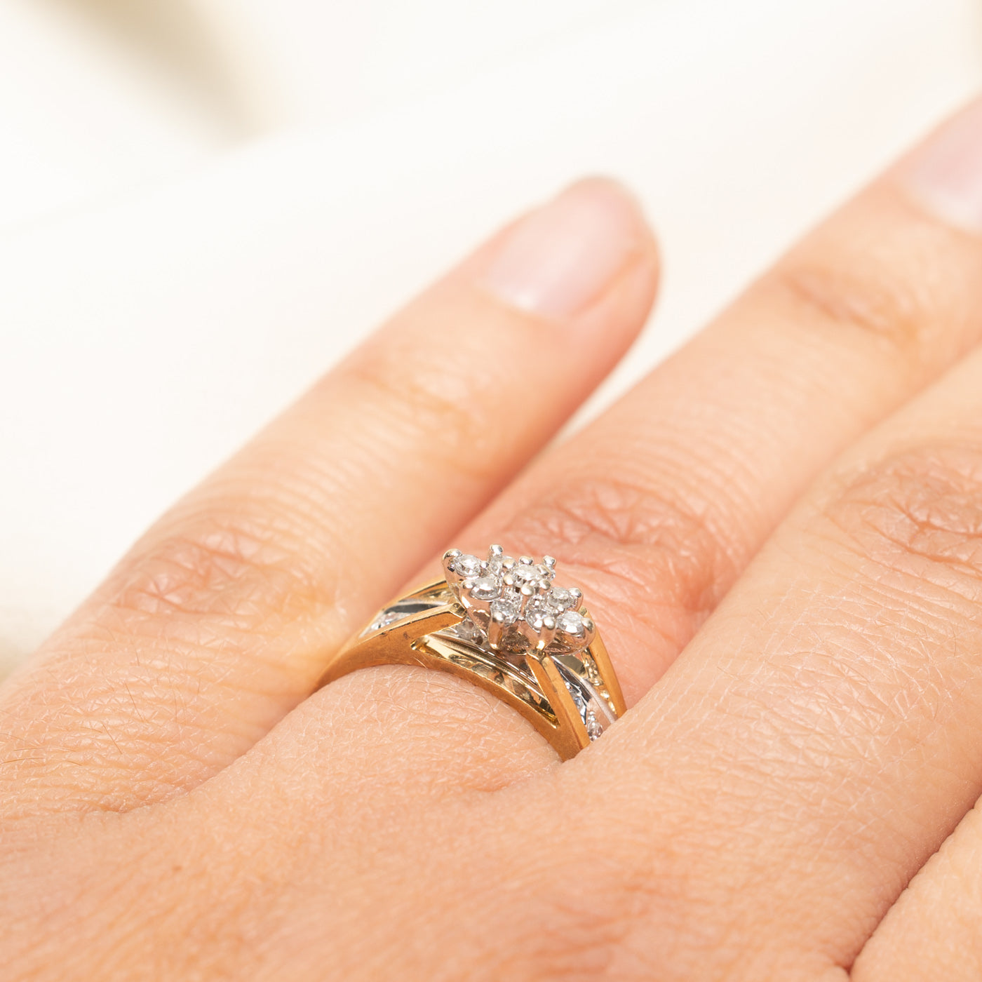 Diamond Petal Cluster Tapered Ring | 0.25ctw | SZ 6.75