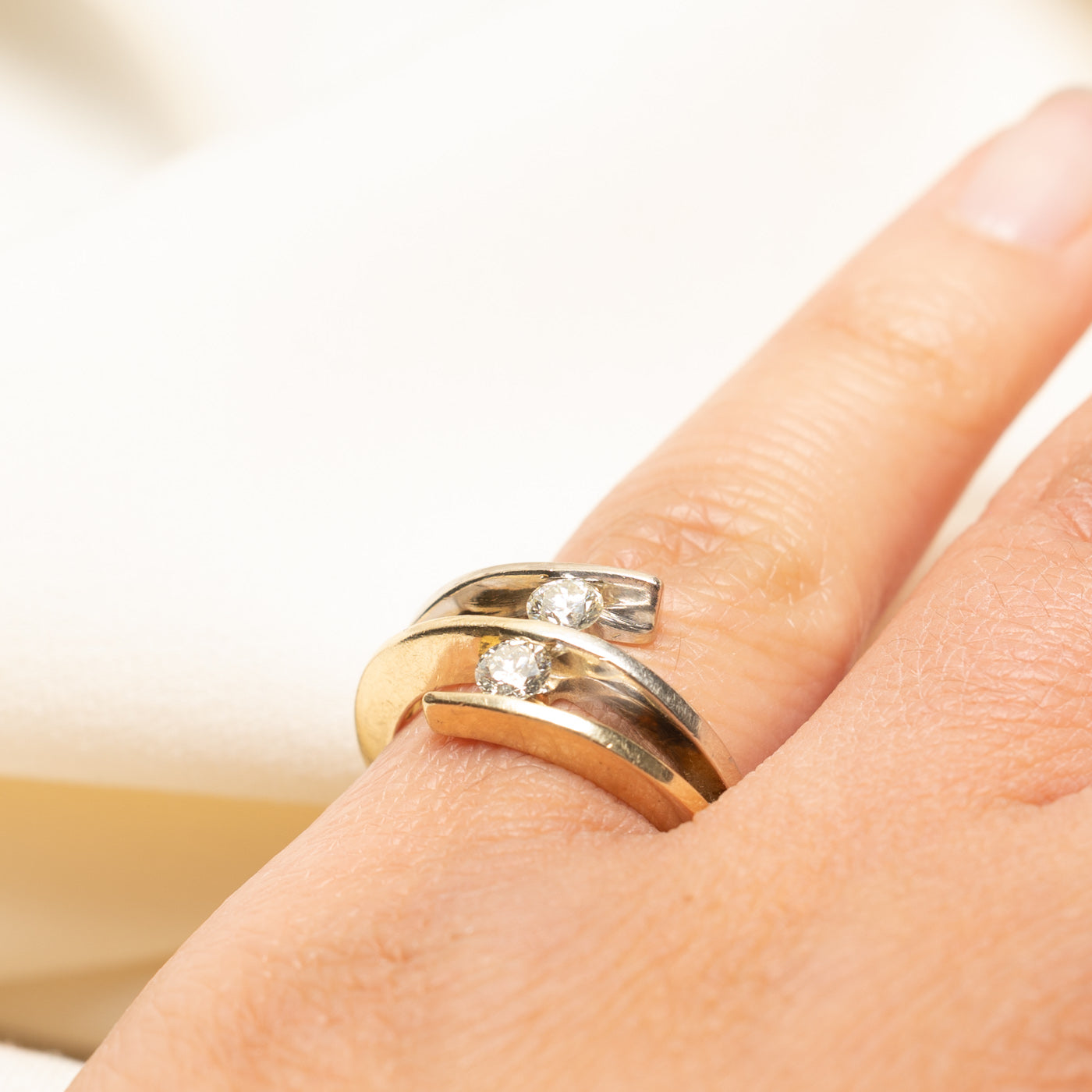 Two Stone Diamond Bypass Ring | 0.40ctw | SZ 5.5