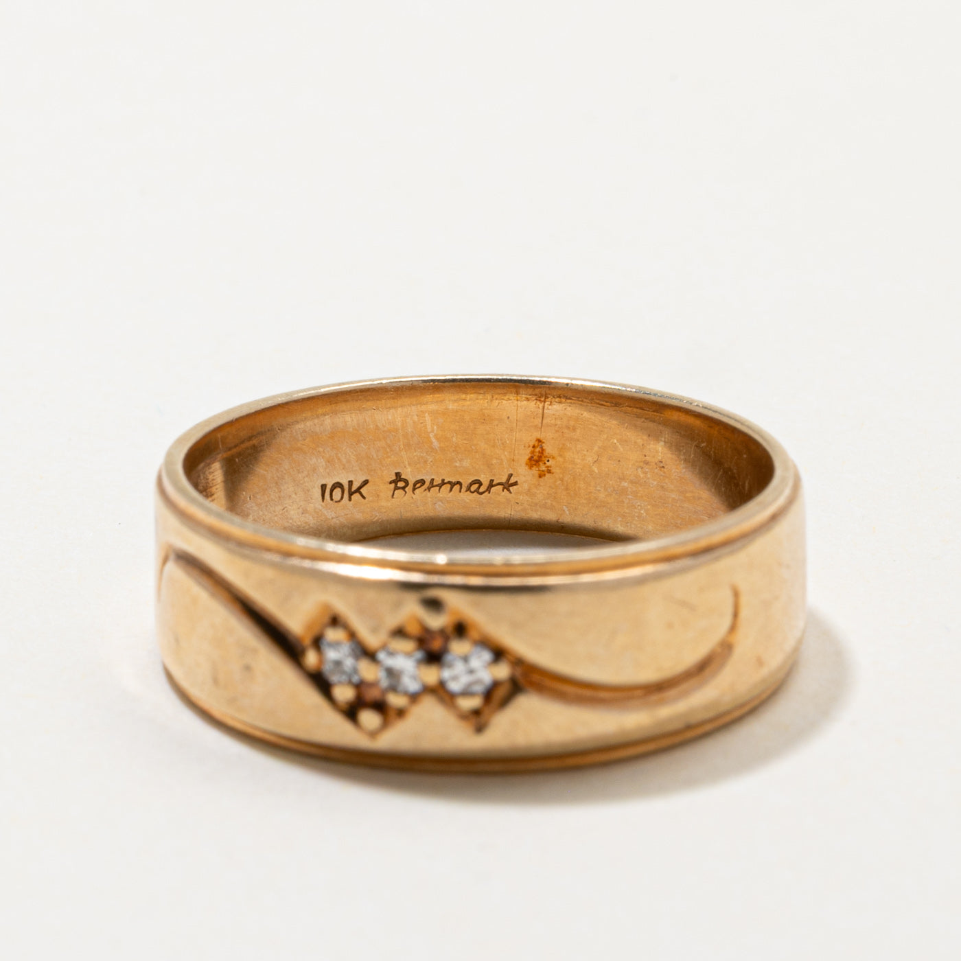 Three Stone Diamond Engraved Band | 0.06ctw | SZ 9.5