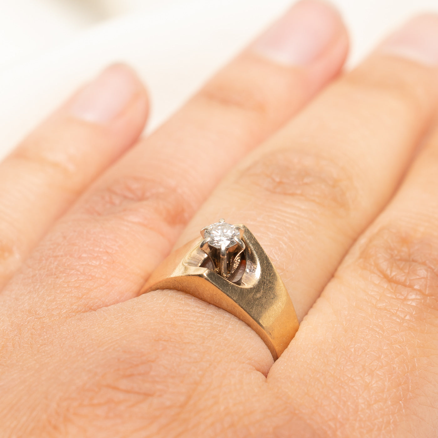 High Set Solitaire Diamond Tapered Ring | 0.27ct | SZ 8