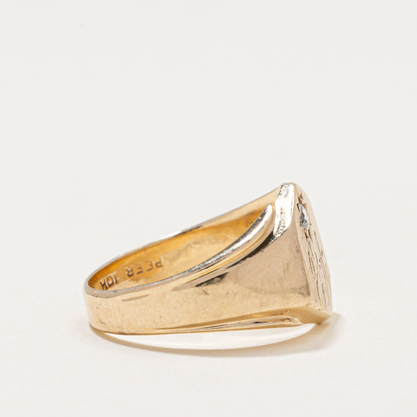 Star Set Diamond 'JA' Initial Signet Ring | 0.03ct | SZ 3.25
