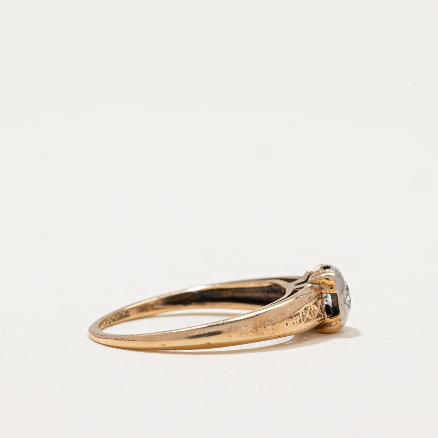 Two Tone Gold Solitaire Diamond Ring | 0.13ct | SZ 3