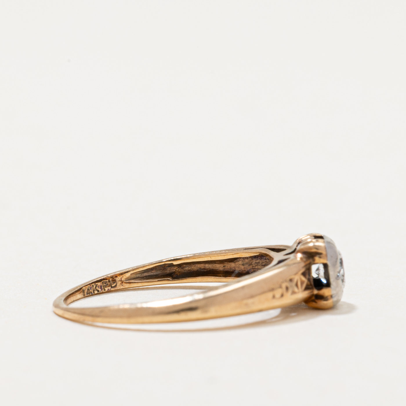 Two Tone Gold Solitaire Diamond Ring | 0.13ct | SZ 3