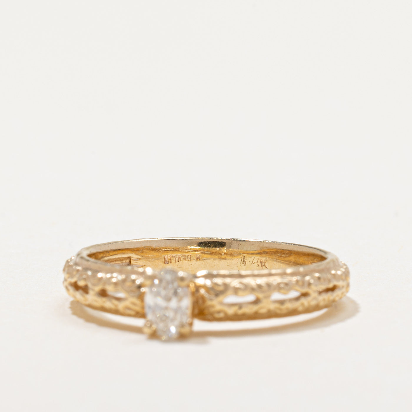 Oval Cut Diamond Textured Ring | 0.17ct | SZ 5.5