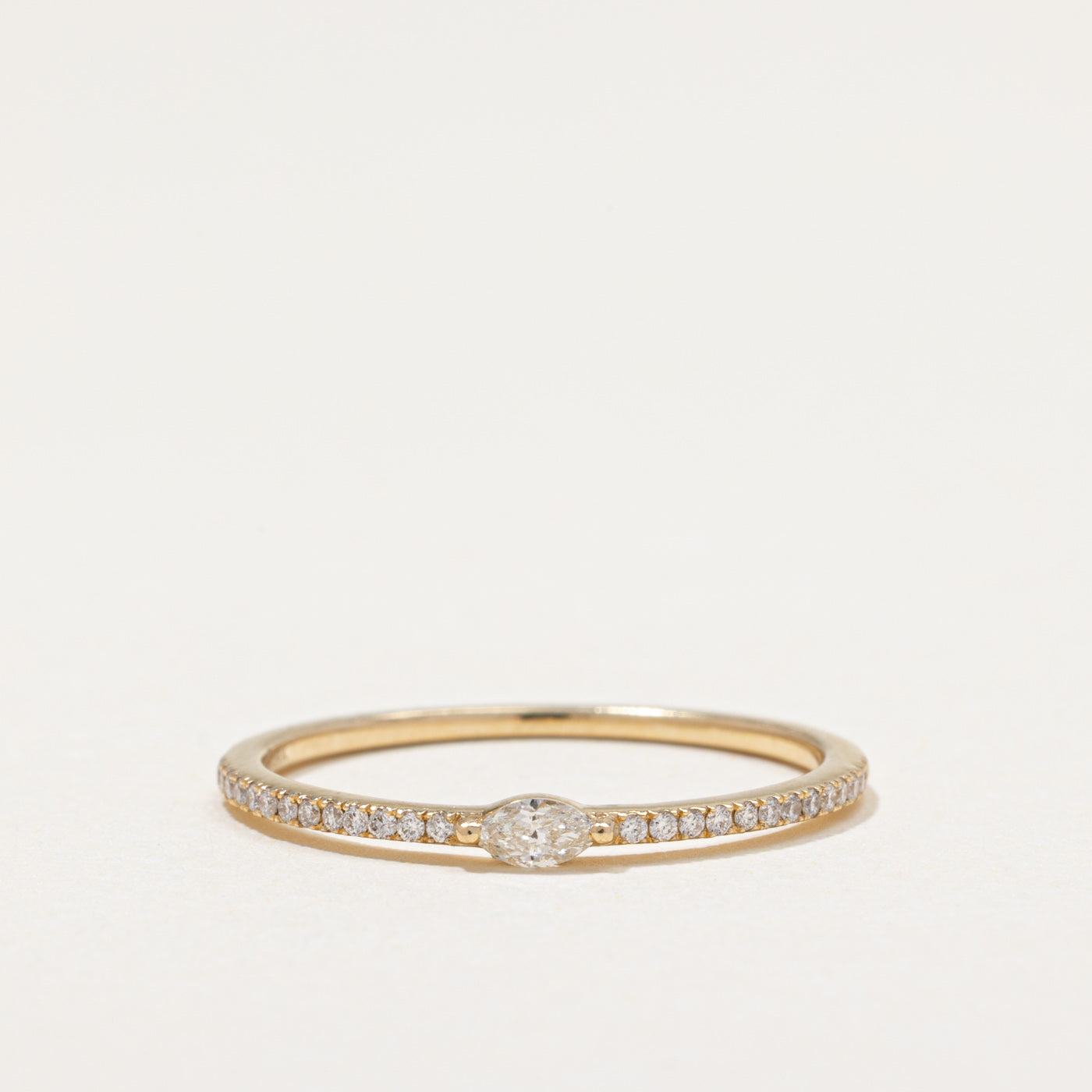 Marquise Cut Diamond Accented Thin Band | 0.16ctw | SZ 8.25