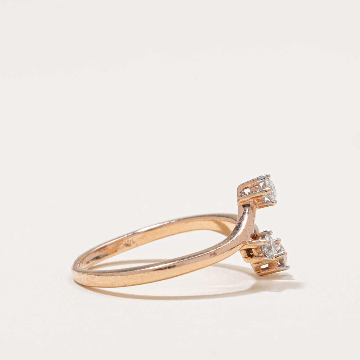 Three Stone Diamond Bypass Ring SZ 5.75 | 0.18ctw