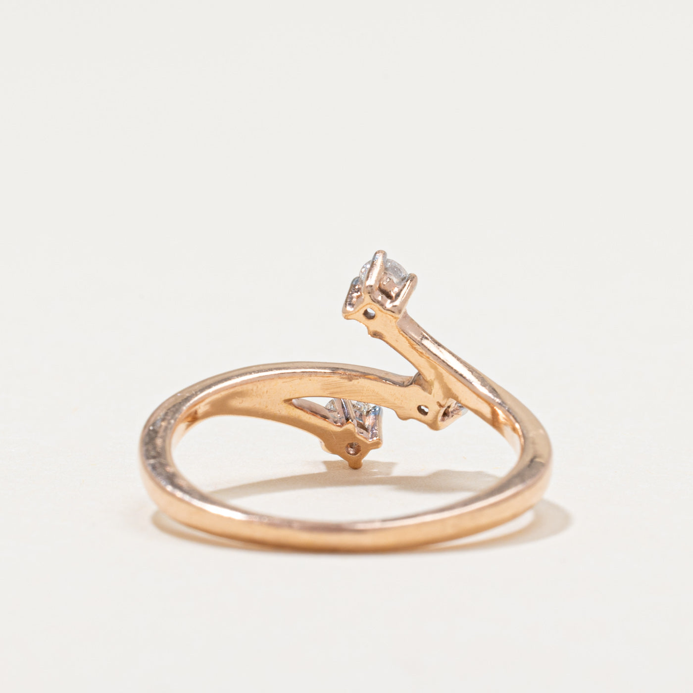 Three Stone Diamond Bypass Ring SZ 5.75 | 0.18ctw