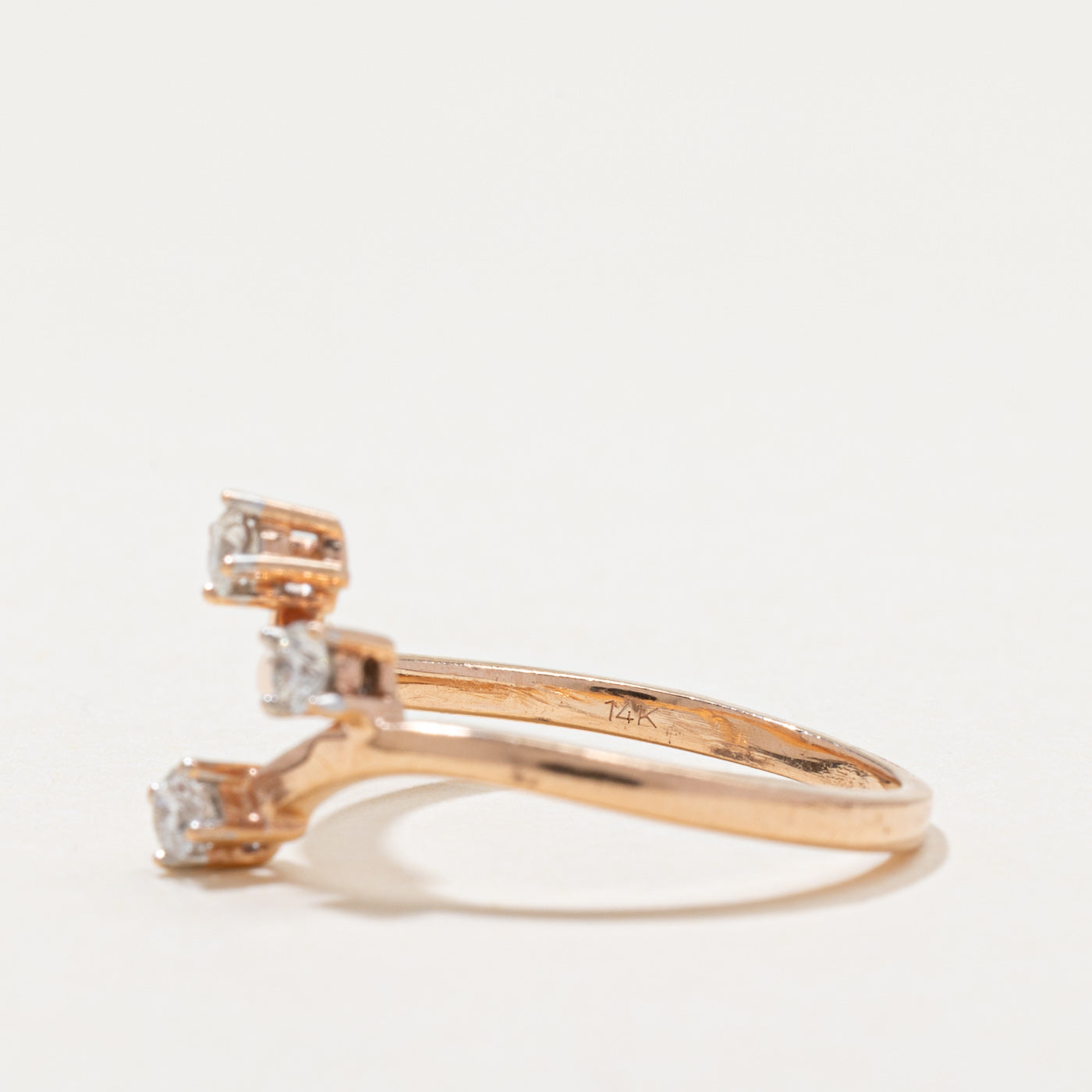 Three Stone Diamond Bypass Ring SZ 5.75 | 0.18ctw