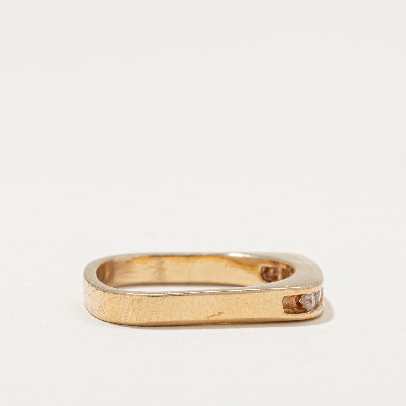 Channel Set Diamond Soft Square Ring | 0.18ctw | SZ 6