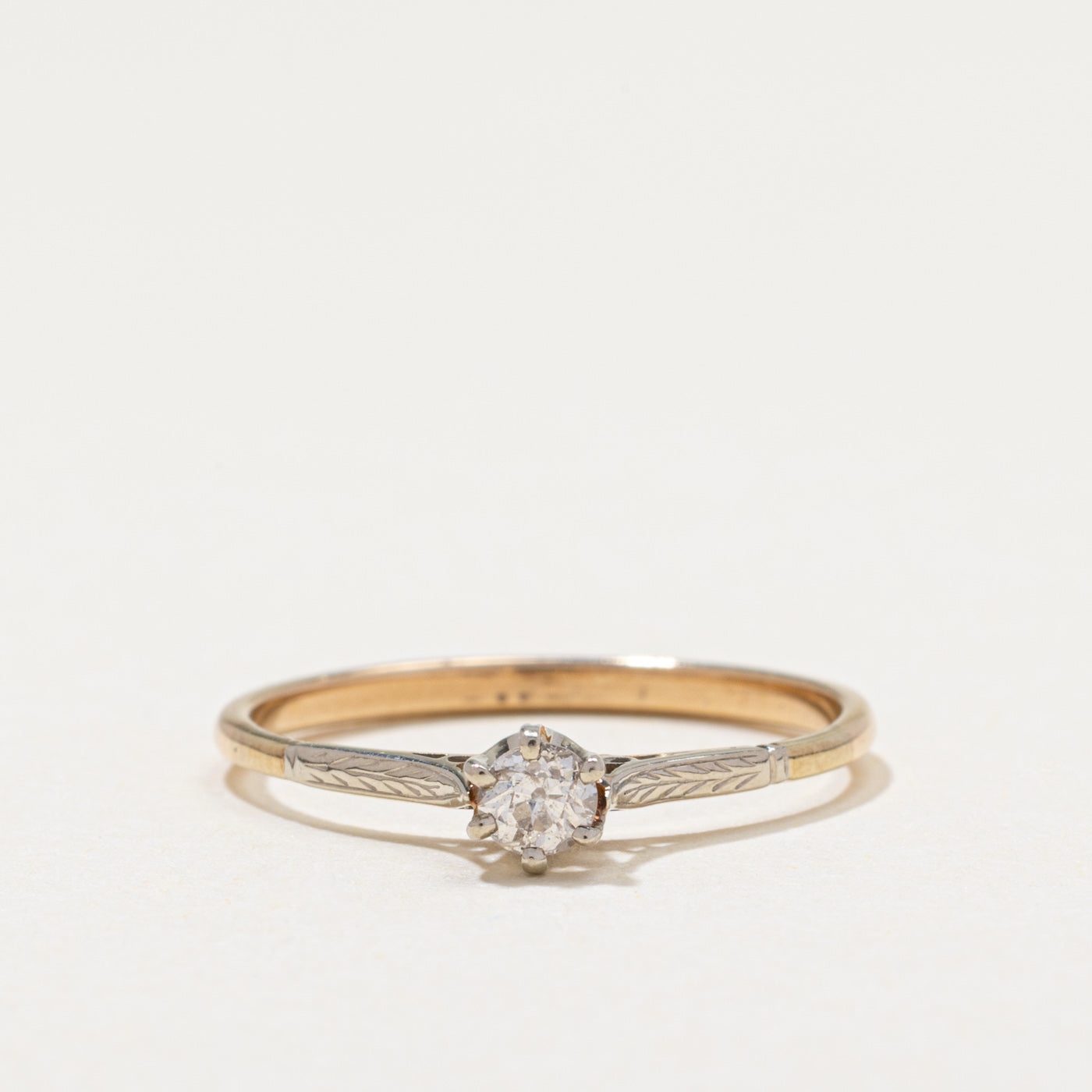 Old European Cut Diamond Engraved Ring | 0.12ct | SZ 6
