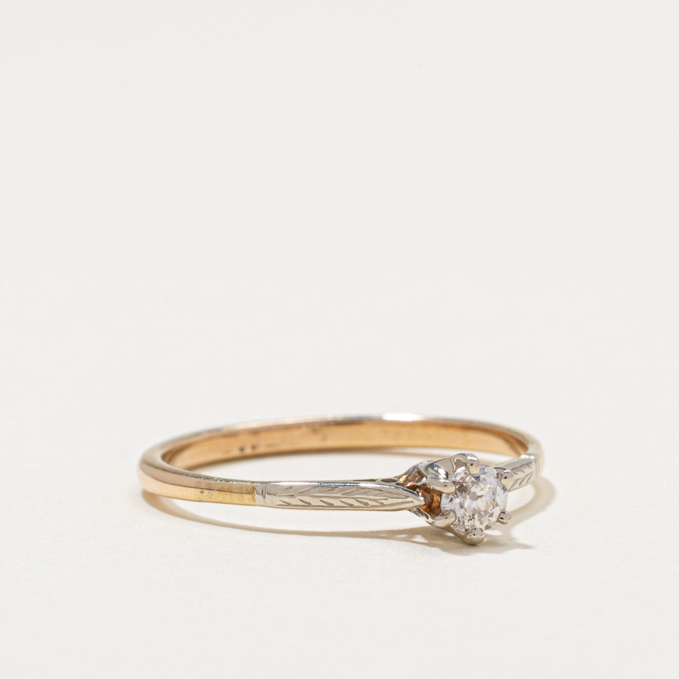 Old European Cut Diamond Engraved Ring | 0.12ct | SZ 6