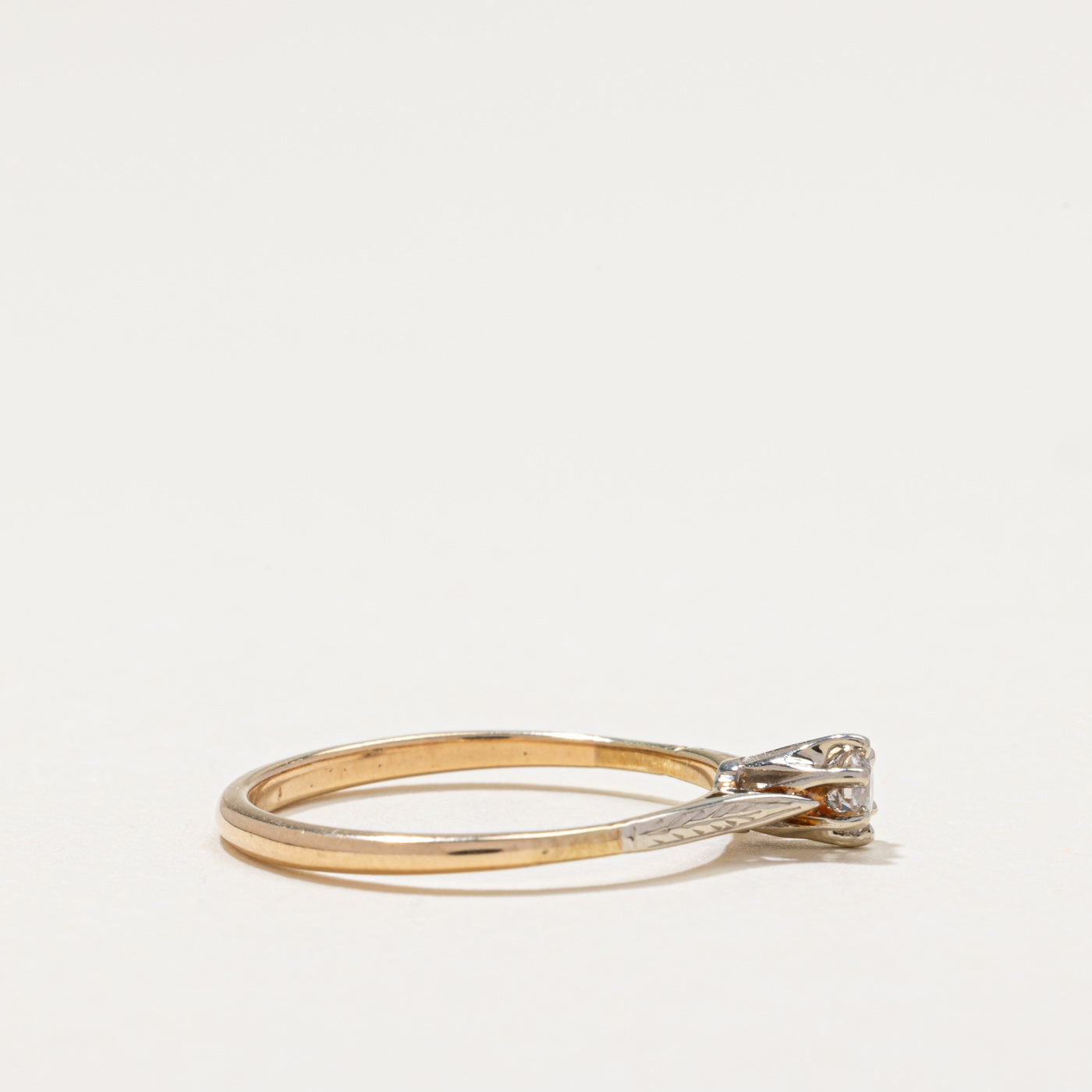 Old European Cut Diamond Engraved Ring | 0.12ct | SZ 6