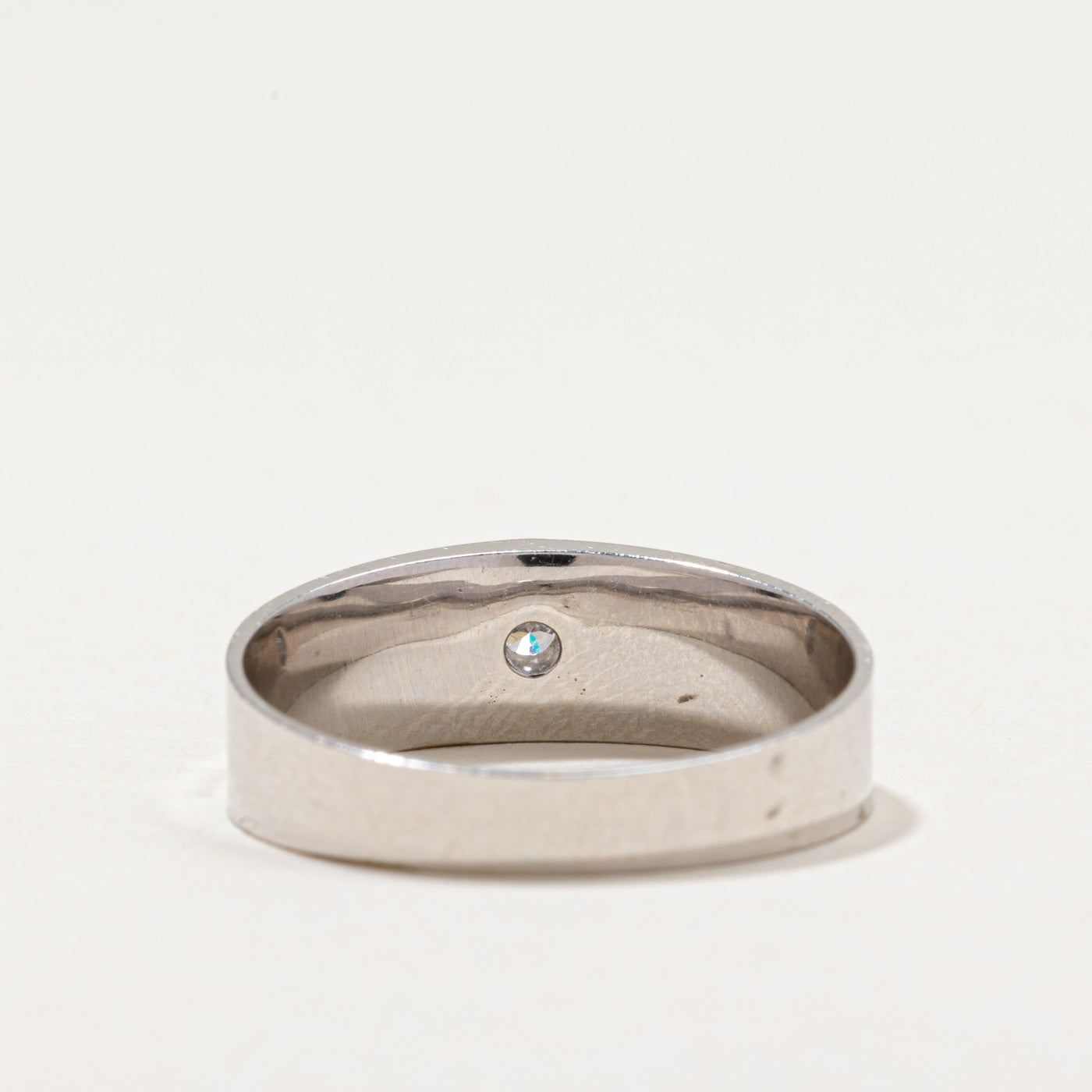 Solitaire Diamond Grooved Ring | 0.075ct | SZ 7.75