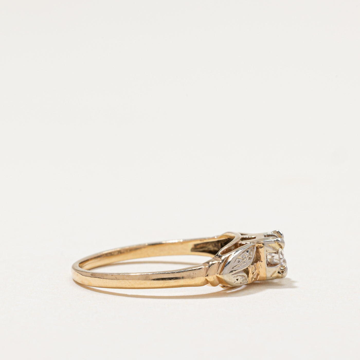 Solitaire Diamond Floral Engraved Ring | 0.19ct | SZ 6.25