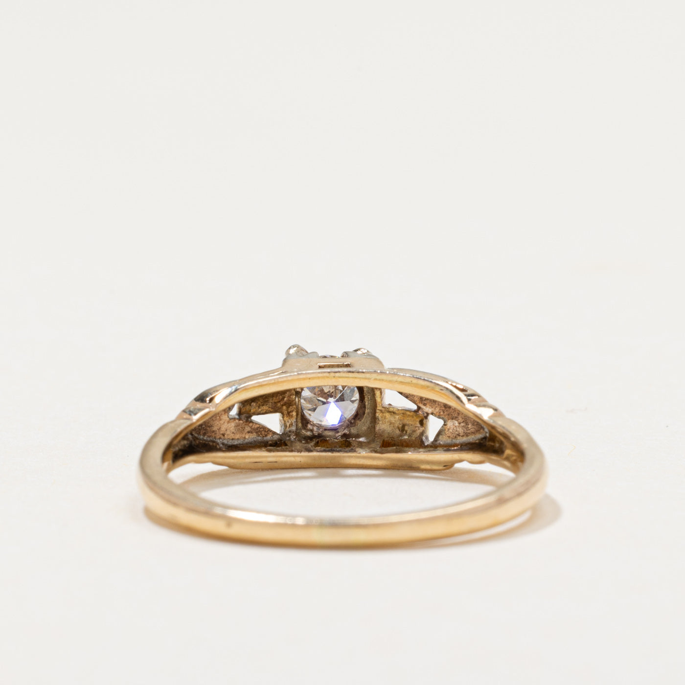 Solitaire Diamond Floral Engraved Ring | 0.19ct | SZ 6.25