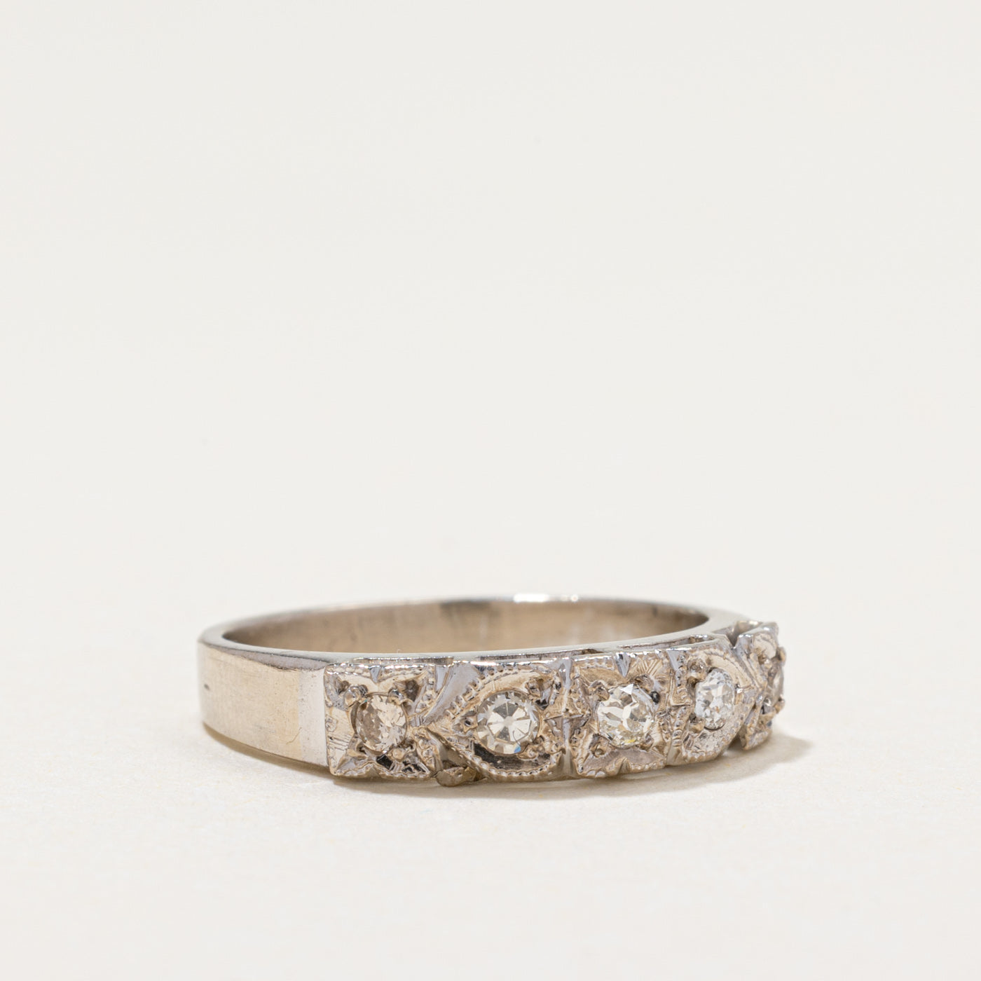 Five Stone Diamond Textured Ring | 0.20ctw | SZ 6