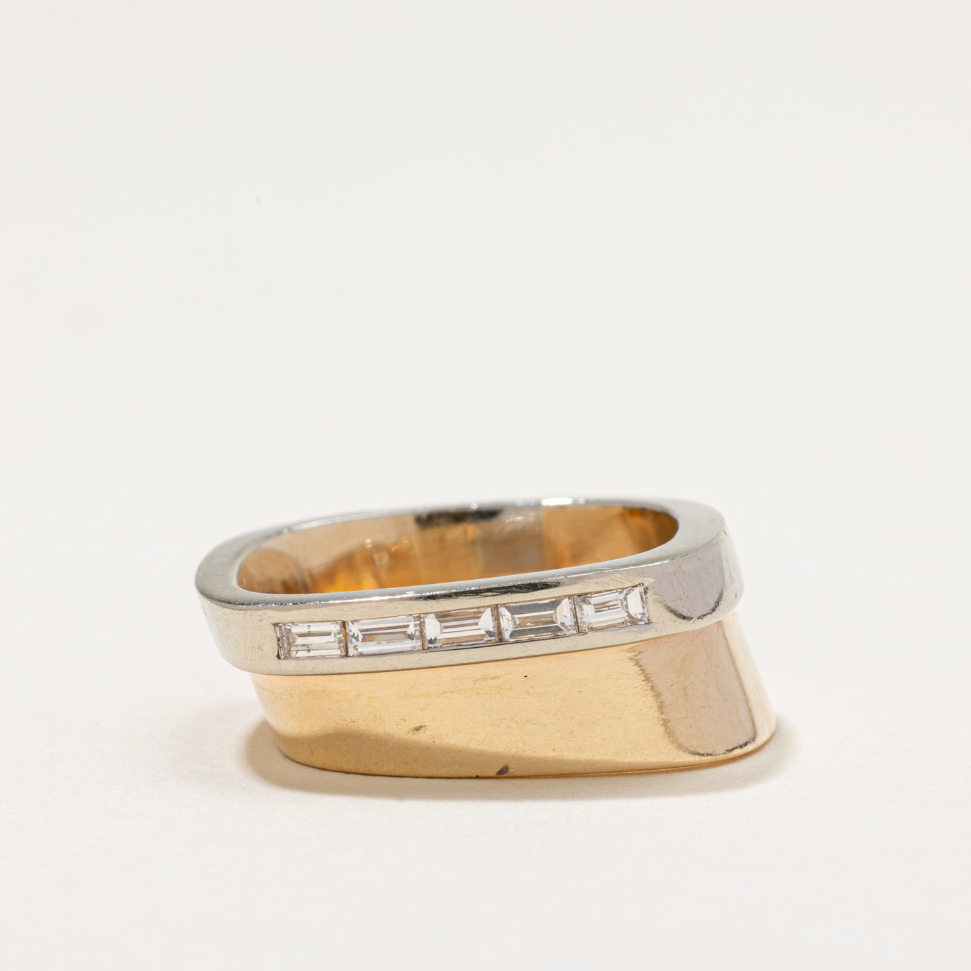 Two Tone Gold Diamond Chunky Ring | 0.17ctw | SZ 6