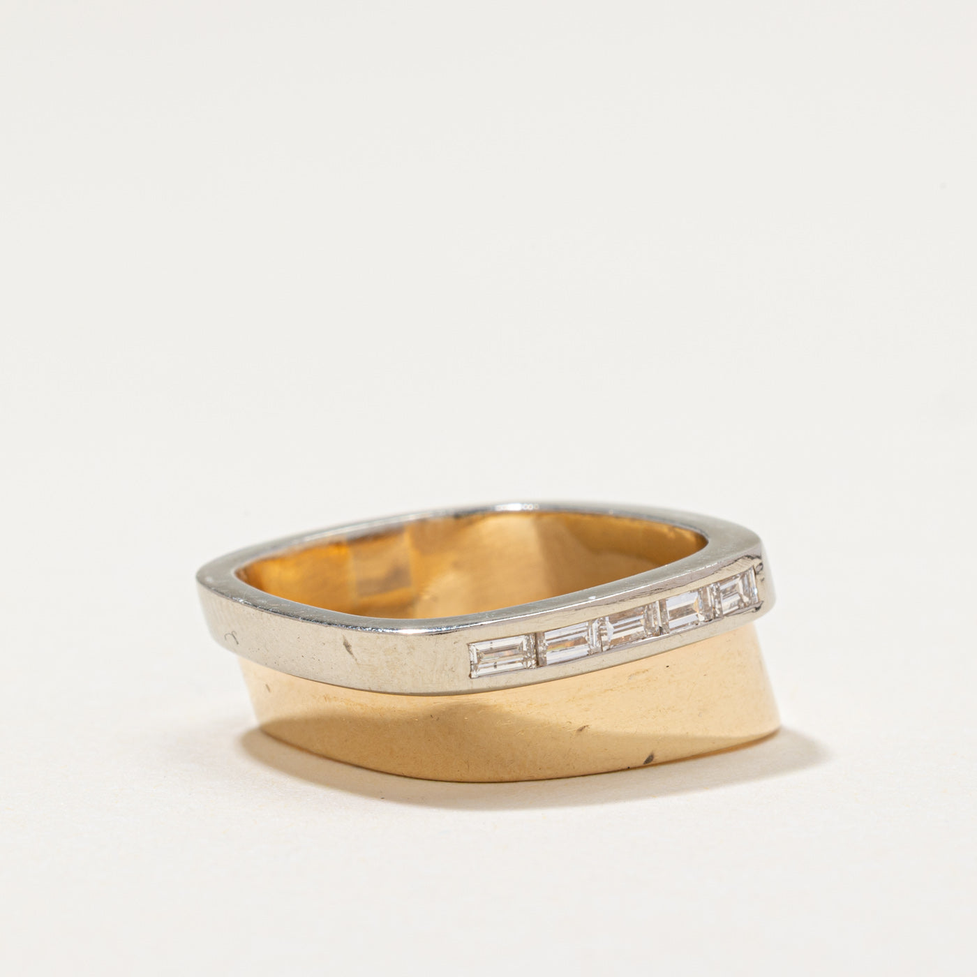 Two Tone Gold Diamond Chunky Ring | 0.17ctw | SZ 6