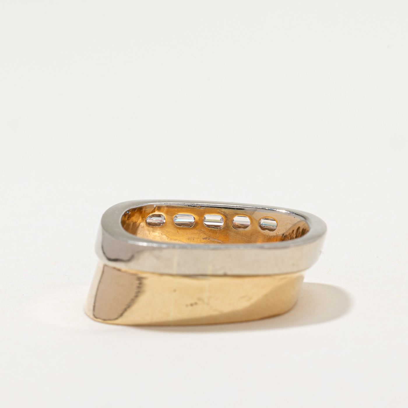 Two Tone Gold Diamond Chunky Ring | 0.17ctw | SZ 6